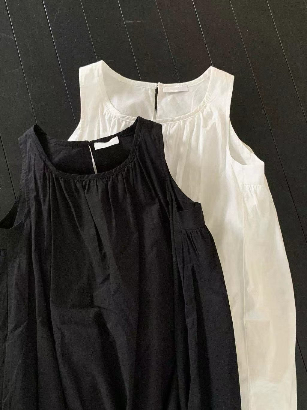 Cotton shirring sleeveless dress #op16