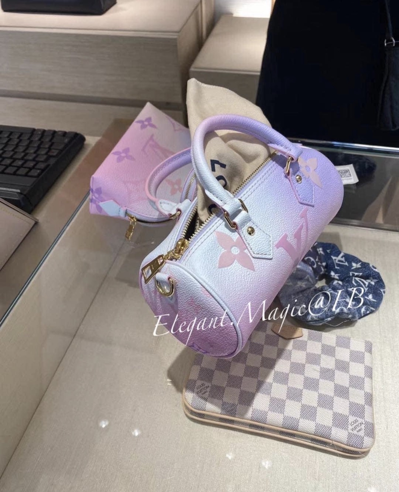 Louis Vuiton限量版夢幻紫粉Monogram Speedy