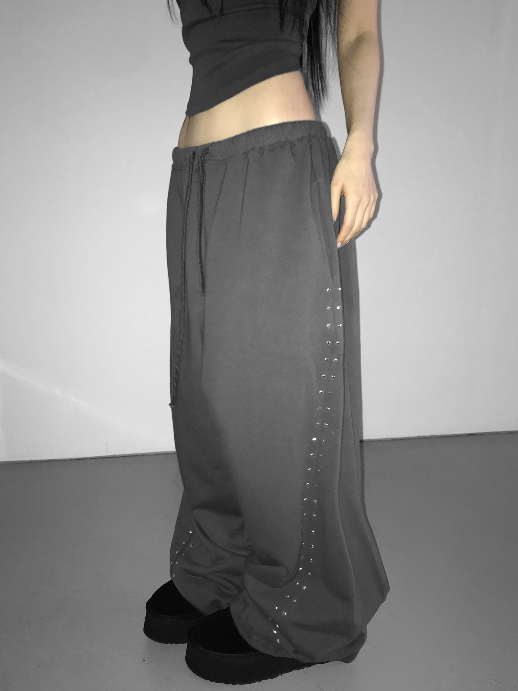 Studded Wide-Leg Sweatpants