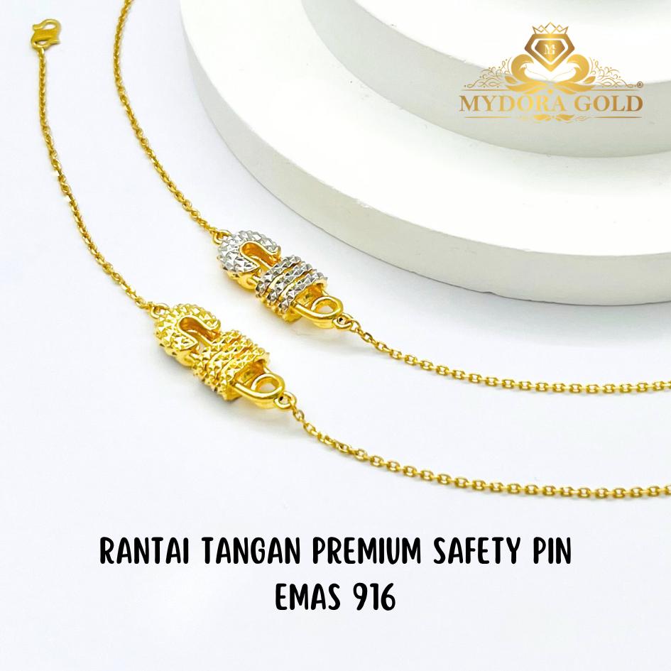 MYDORA Rantai Tangan Premium Safety Pin l EMAS 916/22K