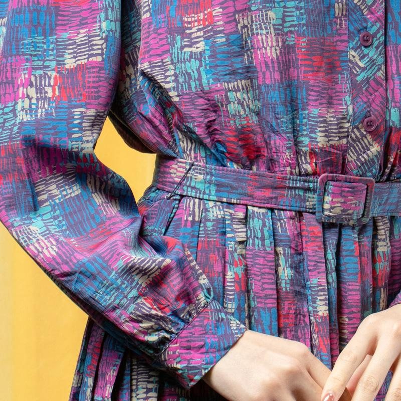 C.a. 1980s Schrader Sport Petites Made in Hong Kong Pleated ShirtDress (Mu101-18)