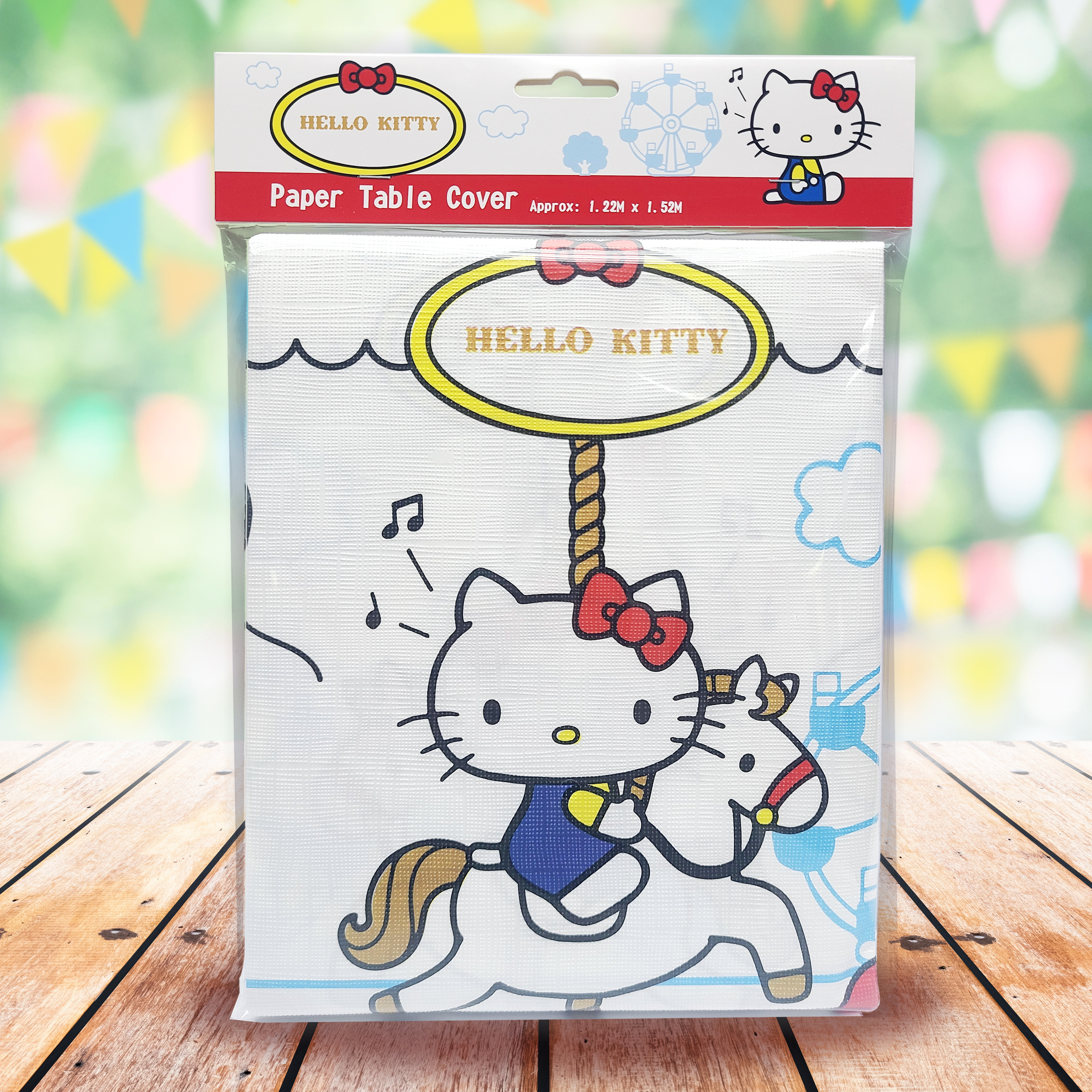 Sanrio Hello Kitty 紙檯布 (約 121 厘米 x 152 厘米) (夢幻旋轉木馬) [Sanrio 許可產品]