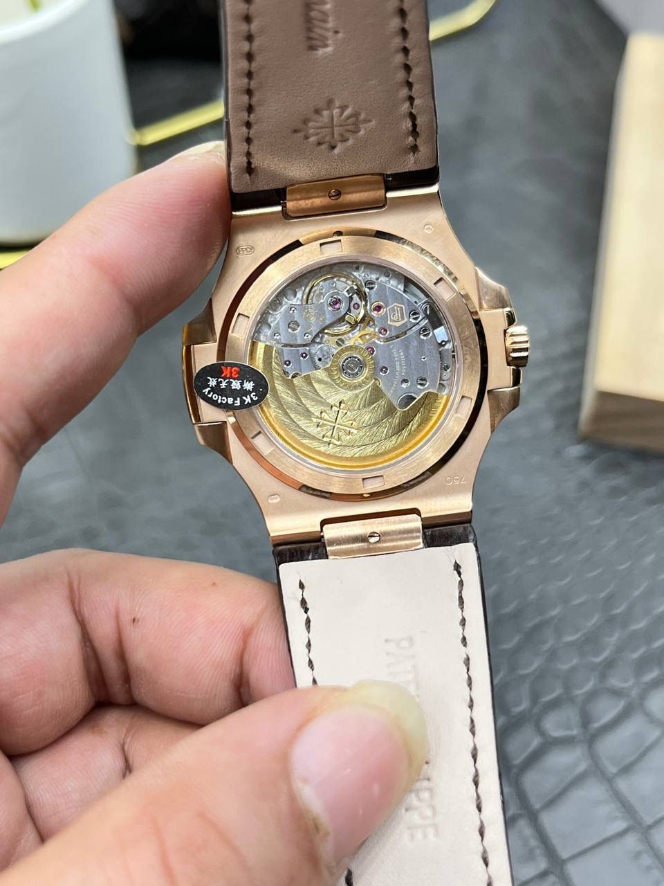 百达翡丽鹦鹉螺5711系列/灰盘玫瑰金款/40mm*8.3mm/Cal.324全自动一体机械机芯😍💯🤍