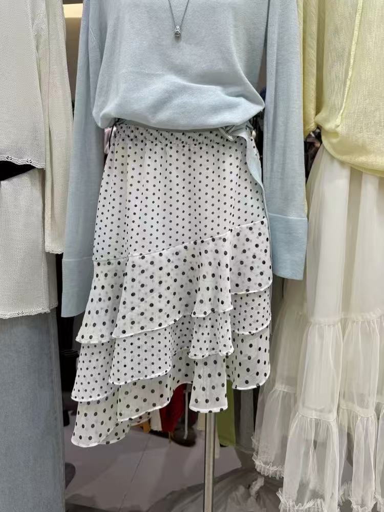 雪紗波點ruffle Sk