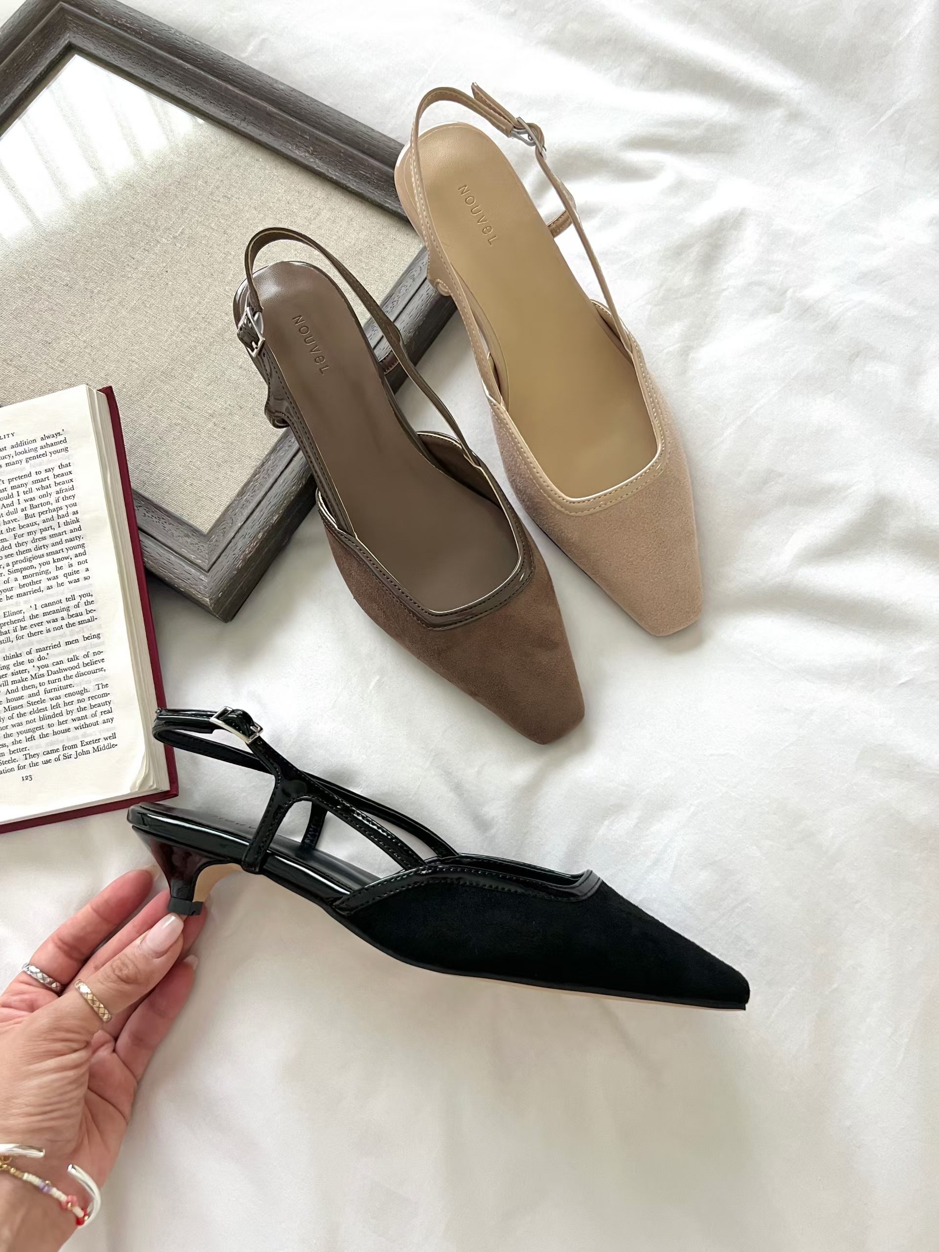 ♥︎秋冬絨面Slingback pumps (踭高4cm)
