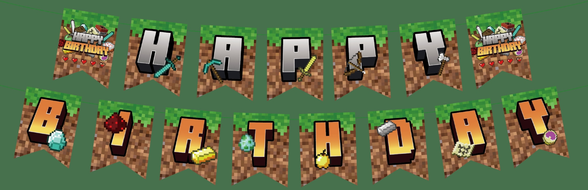 Minecraft 我的世界 生日派對用品套裝 9件套（10人份）