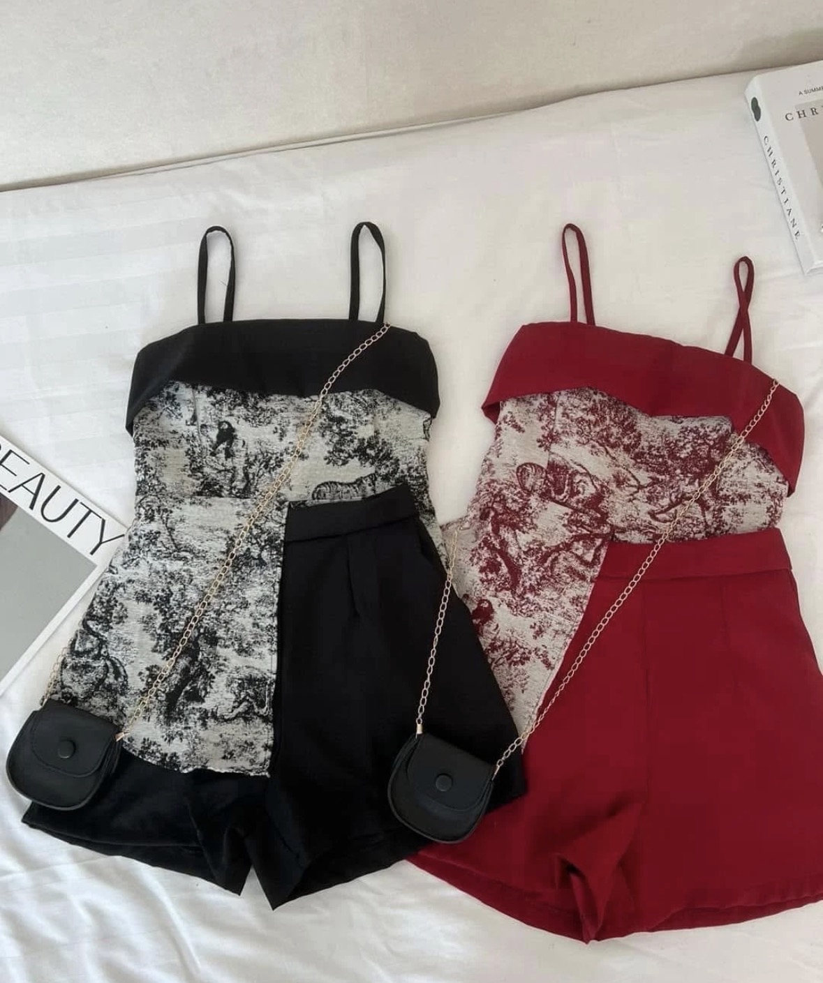 ST502印花国风吊带套装