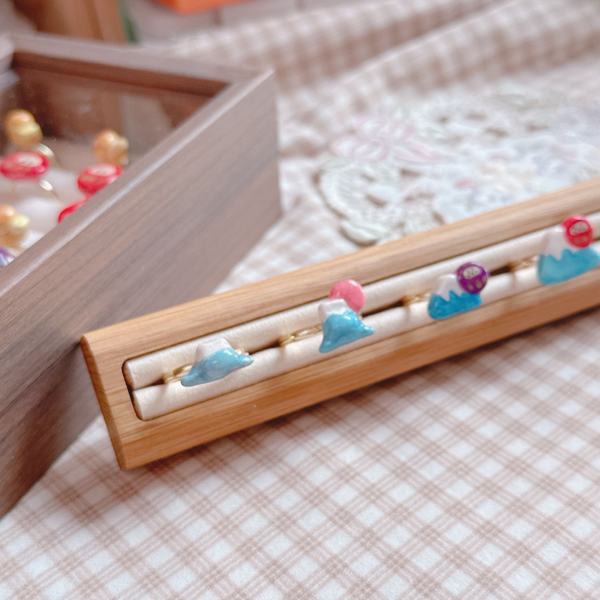 手繪小戒指 達摩🔴富士山🗻日出🌅