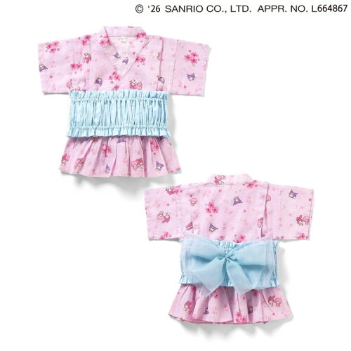 🆕【⭐訂購⭐】🌀 🇯🇵 日本直送 #Kitty / #Melody+#Kuromi 荷葉邊 喇叭袖 甚平+腰帶 三件套裝🌀 [ELDA-0083][260509]