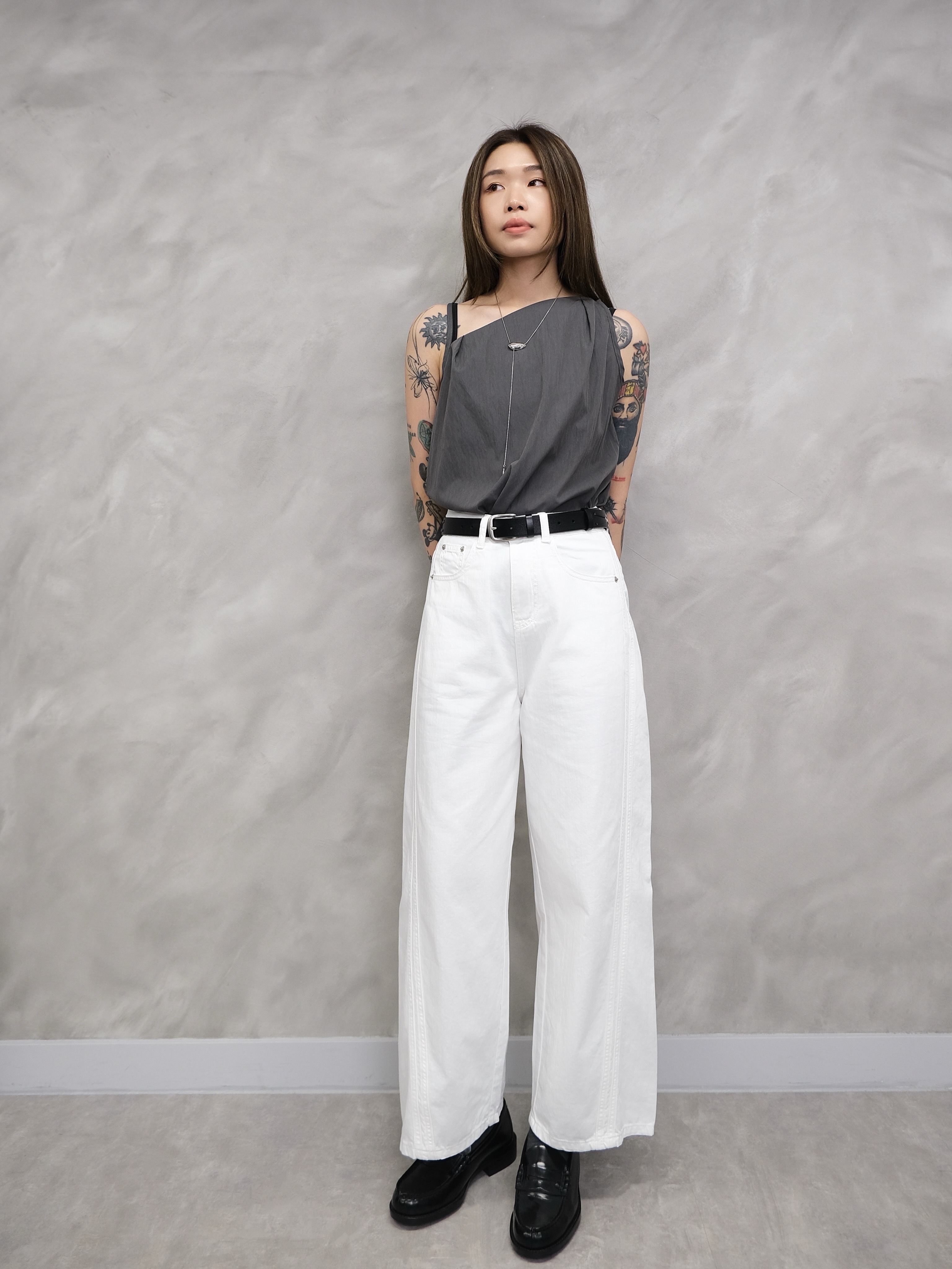 Asymmetrical collar top #top146