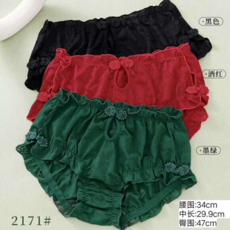 DDA12 D2171 蕾丝新中式设计内裤 (⚠️一套三件⚠️)(腰围 30-50寸)
