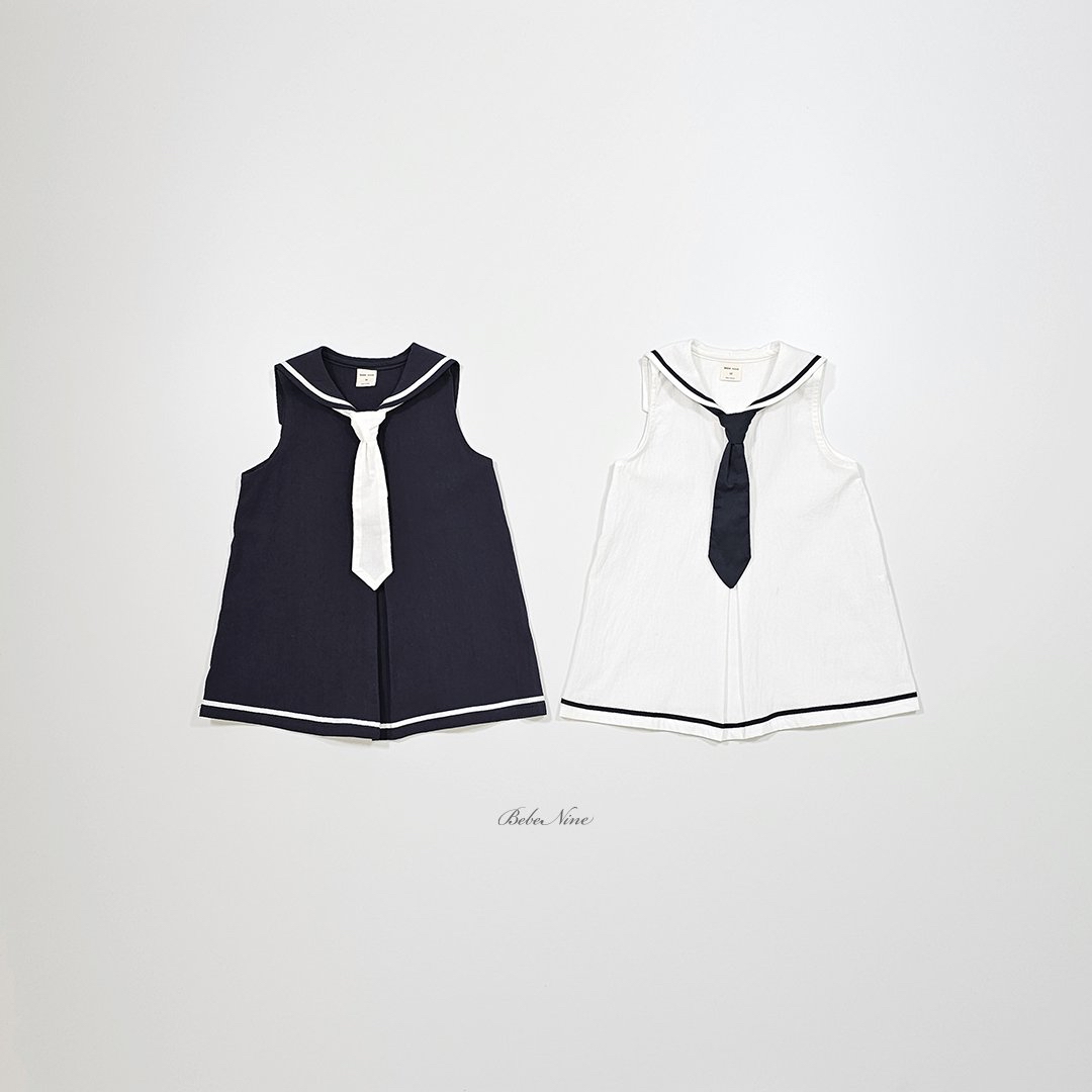 ☀️預訂 韓國直送☀️🇰🇷Bebenine兩色海洋風水手領巾背心連身裙