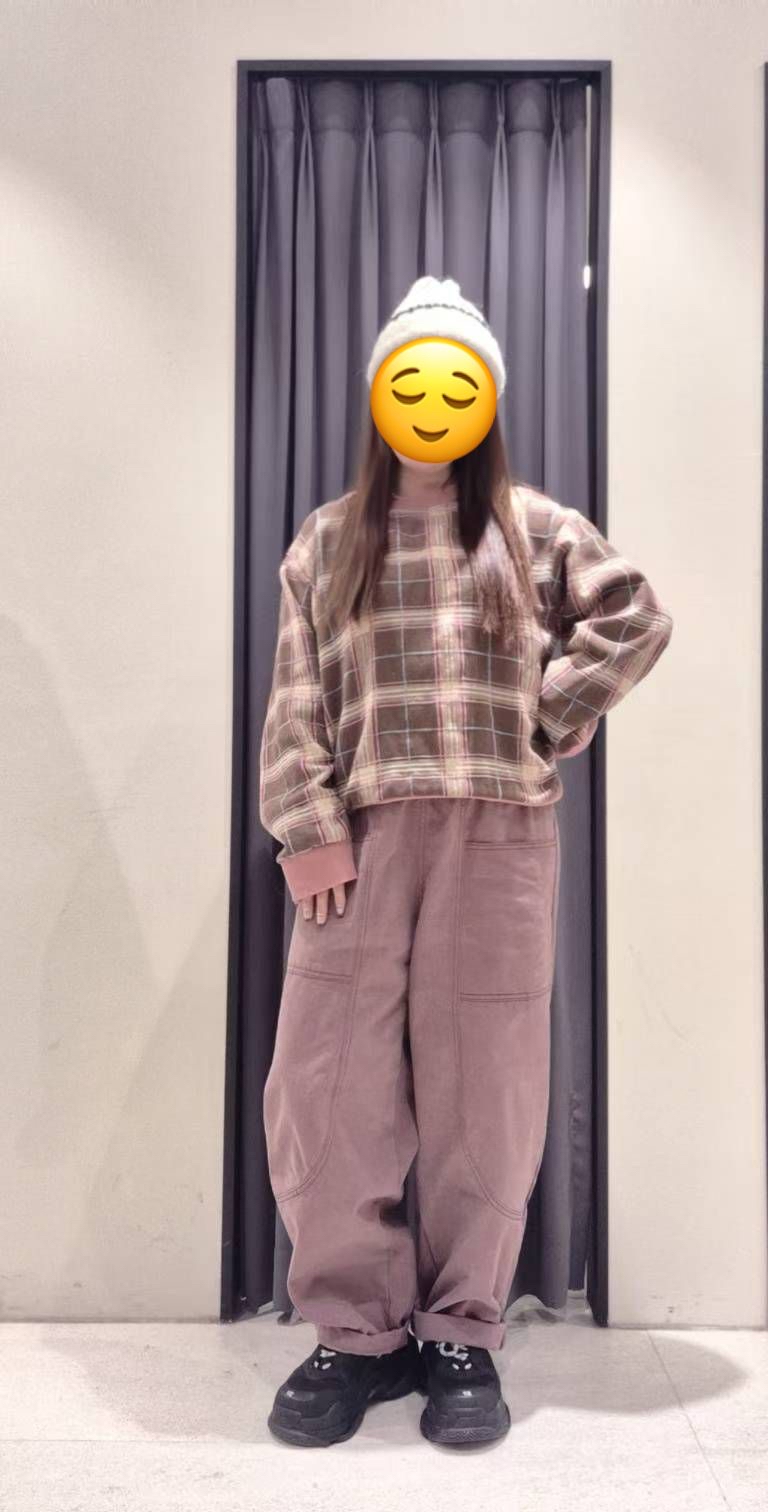 PW YE 立體絲絨車線格仔top