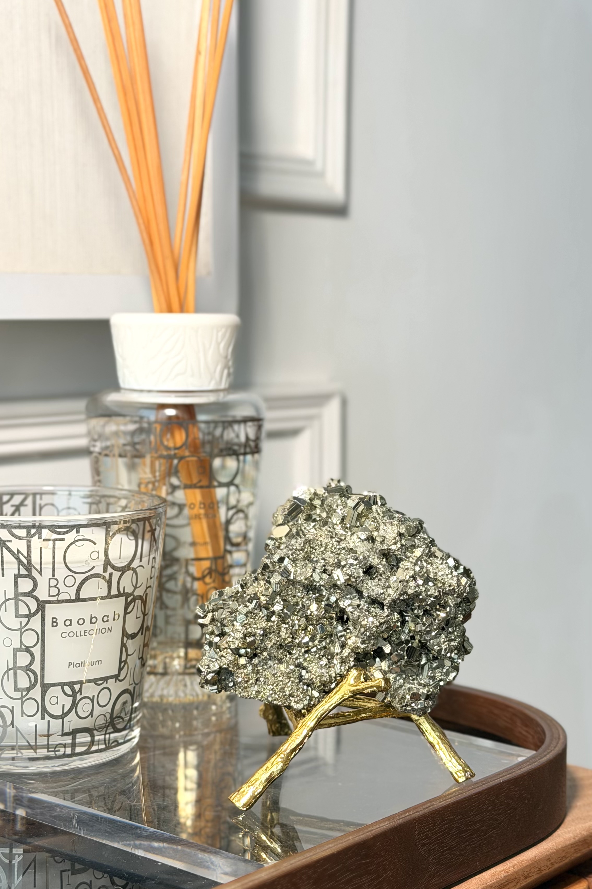  ༒9.7cm 黃鐵礦多面體共生方解石花原礦擺件༒ PY.A23CA6Gmat-RB5*11A6