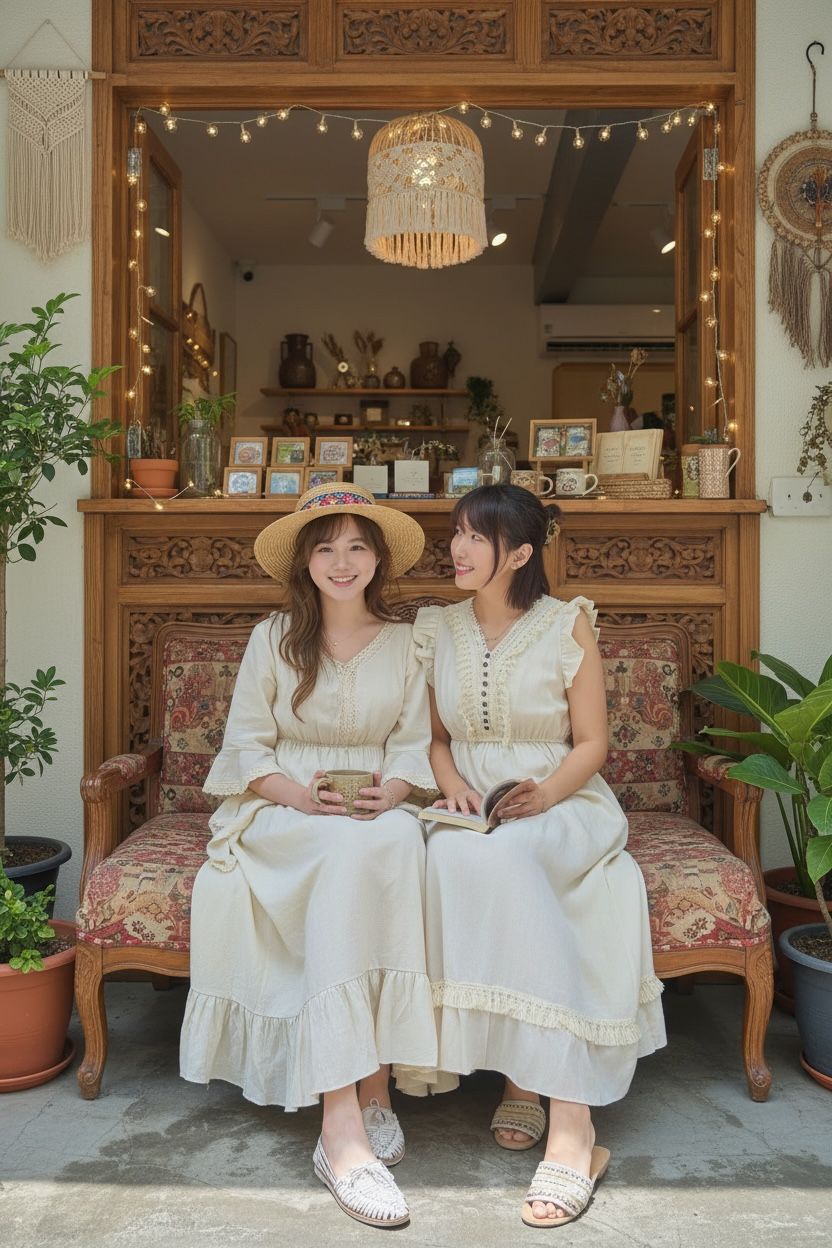 2072 Beige Boho with wooden button Soso Sleeveless OP