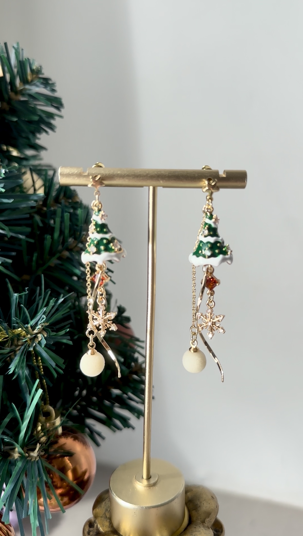 白雪聖誕樹耳環🎄