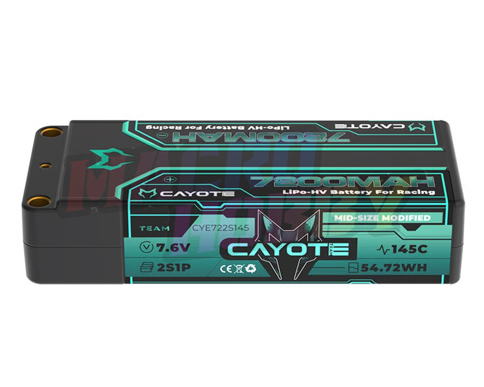 Cayote 2S 145C Mid-Size LiHV Battery (7.6V/7200mAh) w/5mm Connectors CYE722S145 #610009