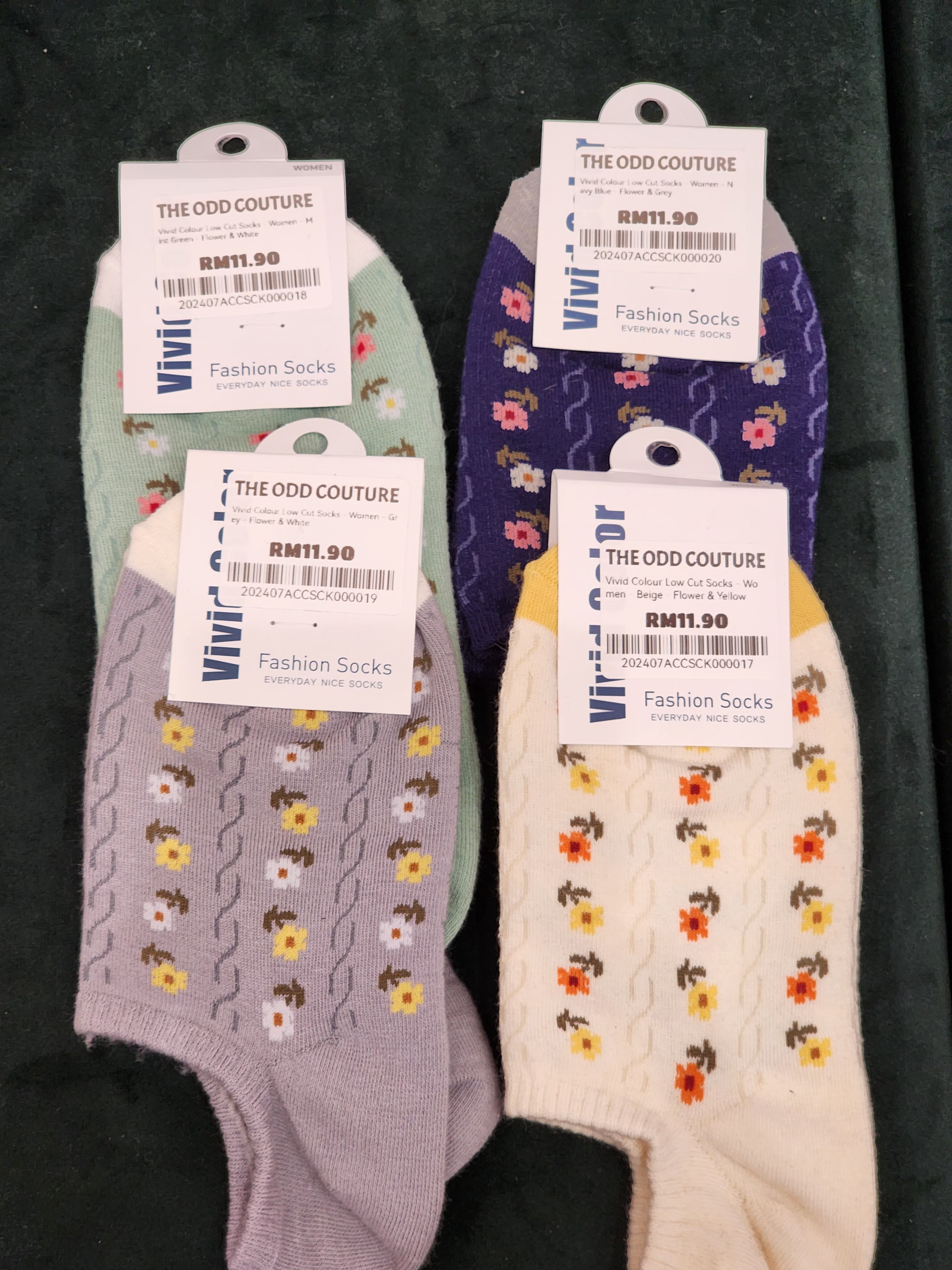 Vivid Colour Low Cut Socks Flower Series