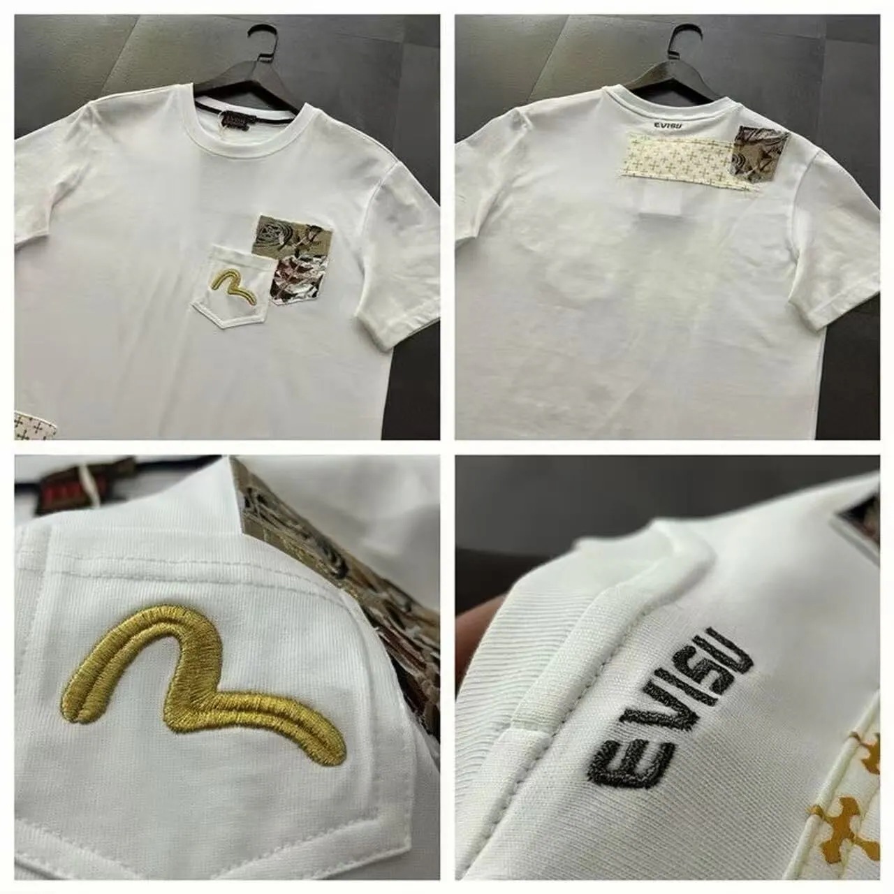 EVISU 福神2026 海鸥刺绣口袋织锦字母短袖Tee