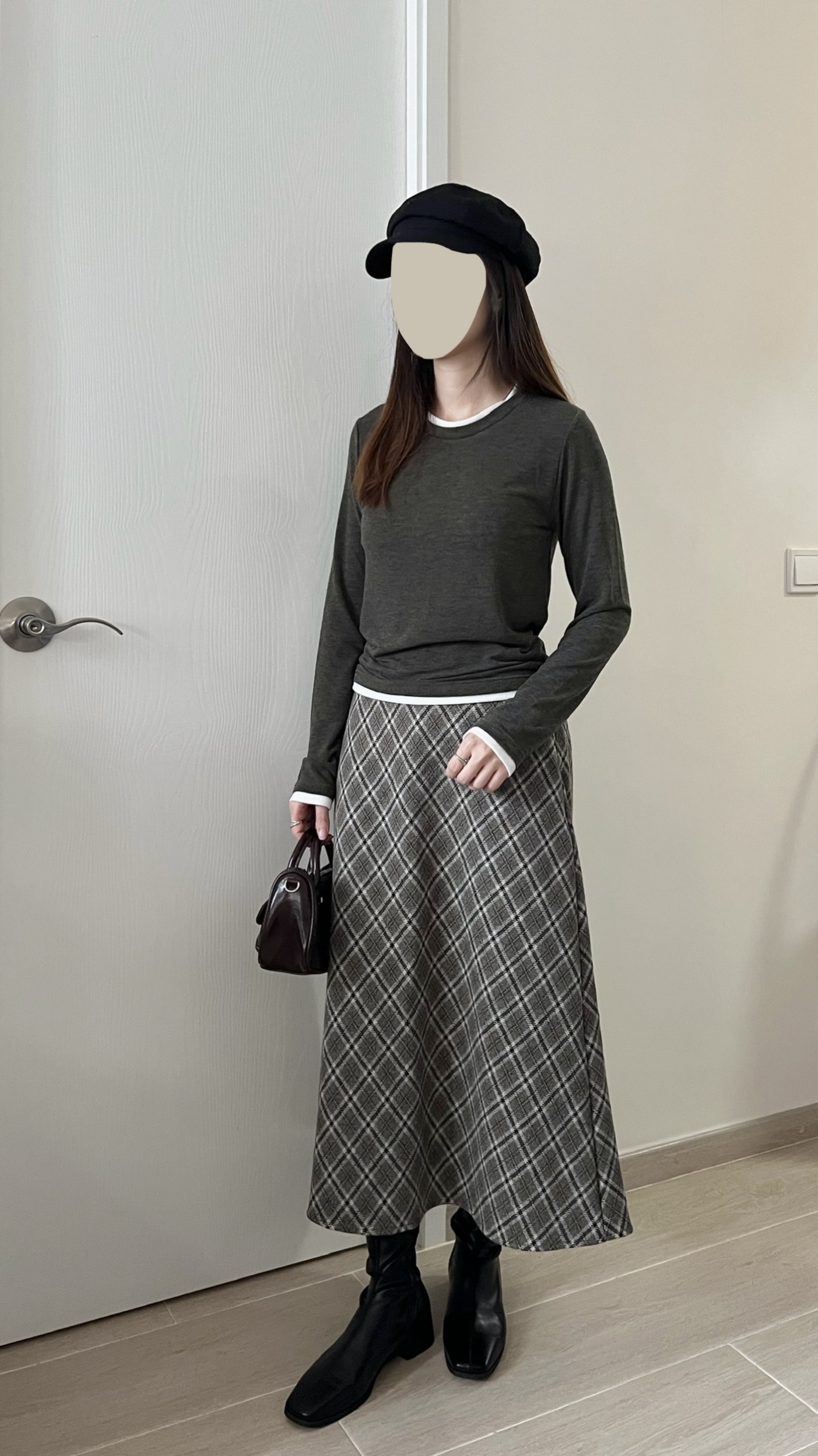 高質秋冬菱形格紋長裙 現貨