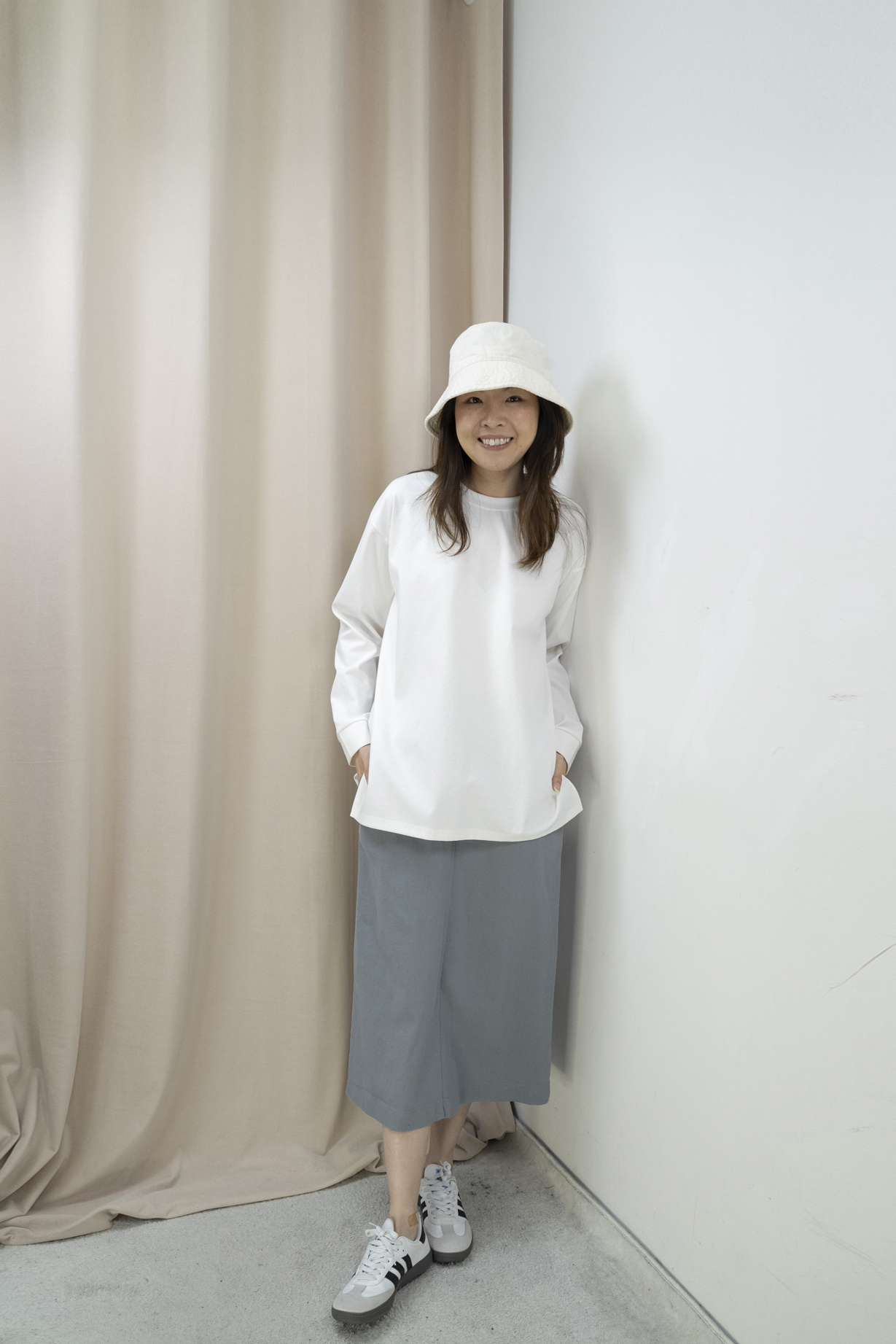 新色！棉質直筒全橡筋腰半身裙（3色）