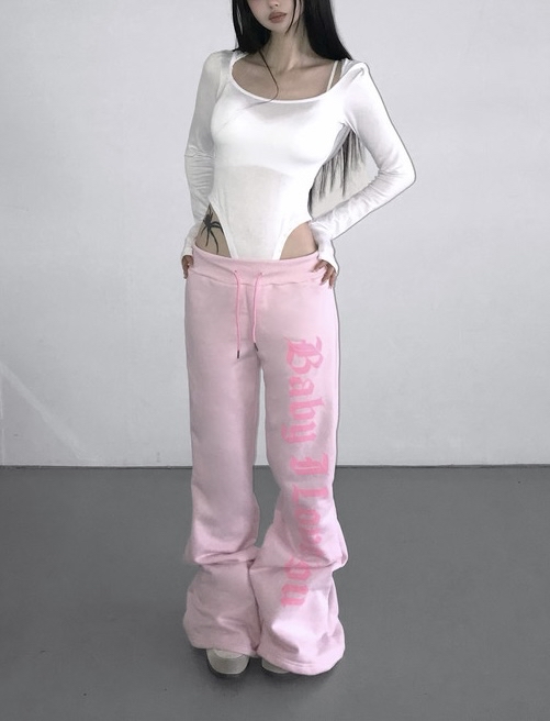 Cotton Gothic Print Flare Sweatpants