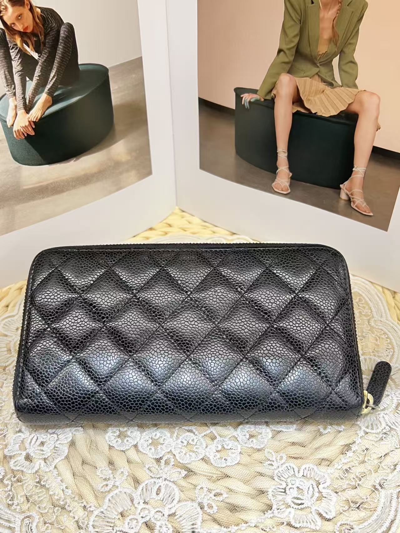 Chanel 荔枝牛皮長銀包