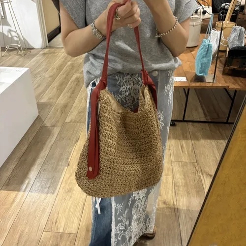 日本🗾品牌Cachecache紙質面料精心花紋編織而成的自然包包🪢🪢