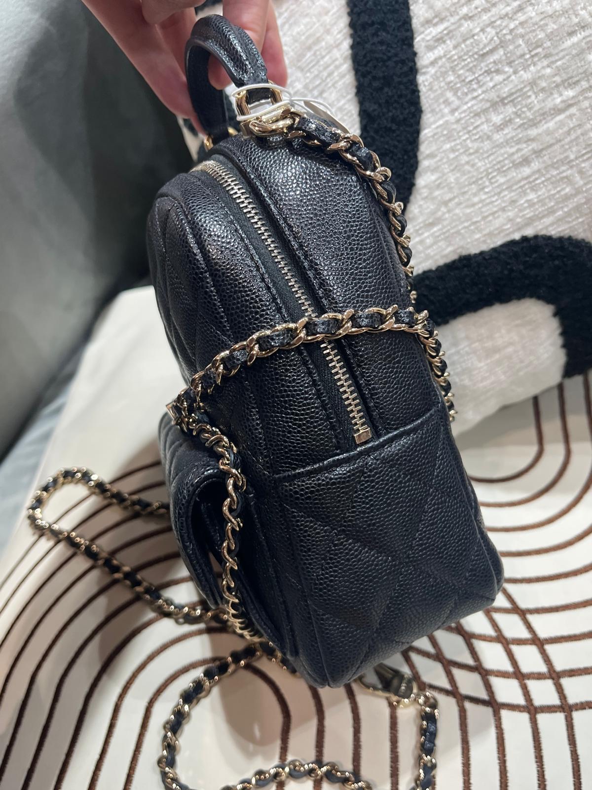 Chanel mini backpack 黑色荔枝牛皮淡金扣迷你背囊24C,100%Authentic,98%new ✅晶片✅dust bag✅box