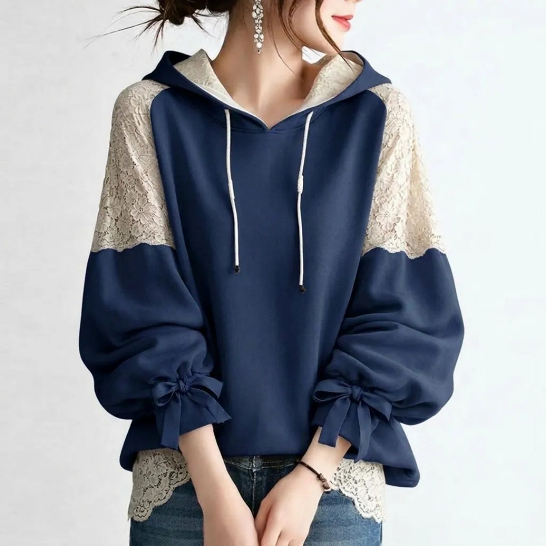 $118件。🌸 透感蕾絲拼接連帽衛衣 🌸