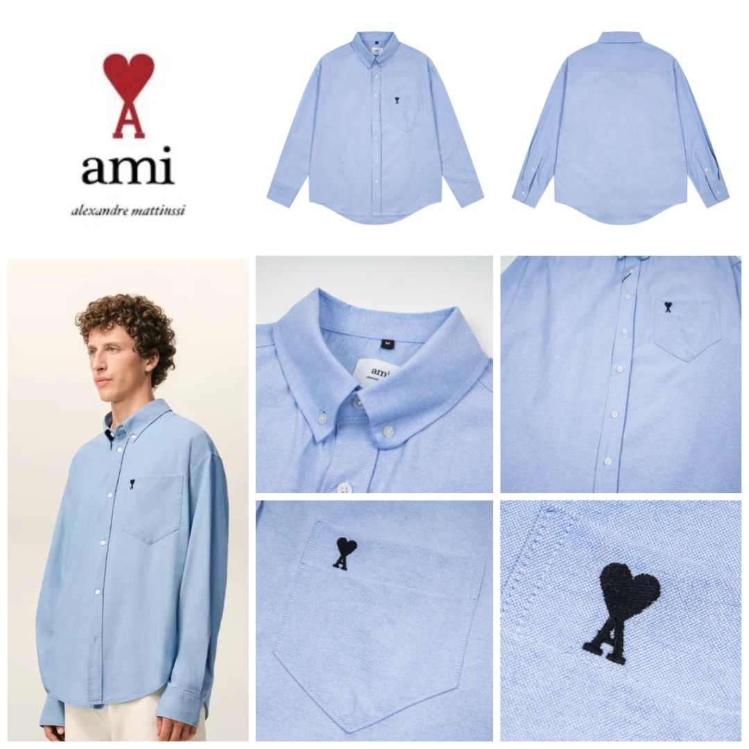 Ami 口袋刺繡小愛心長袖恤衫