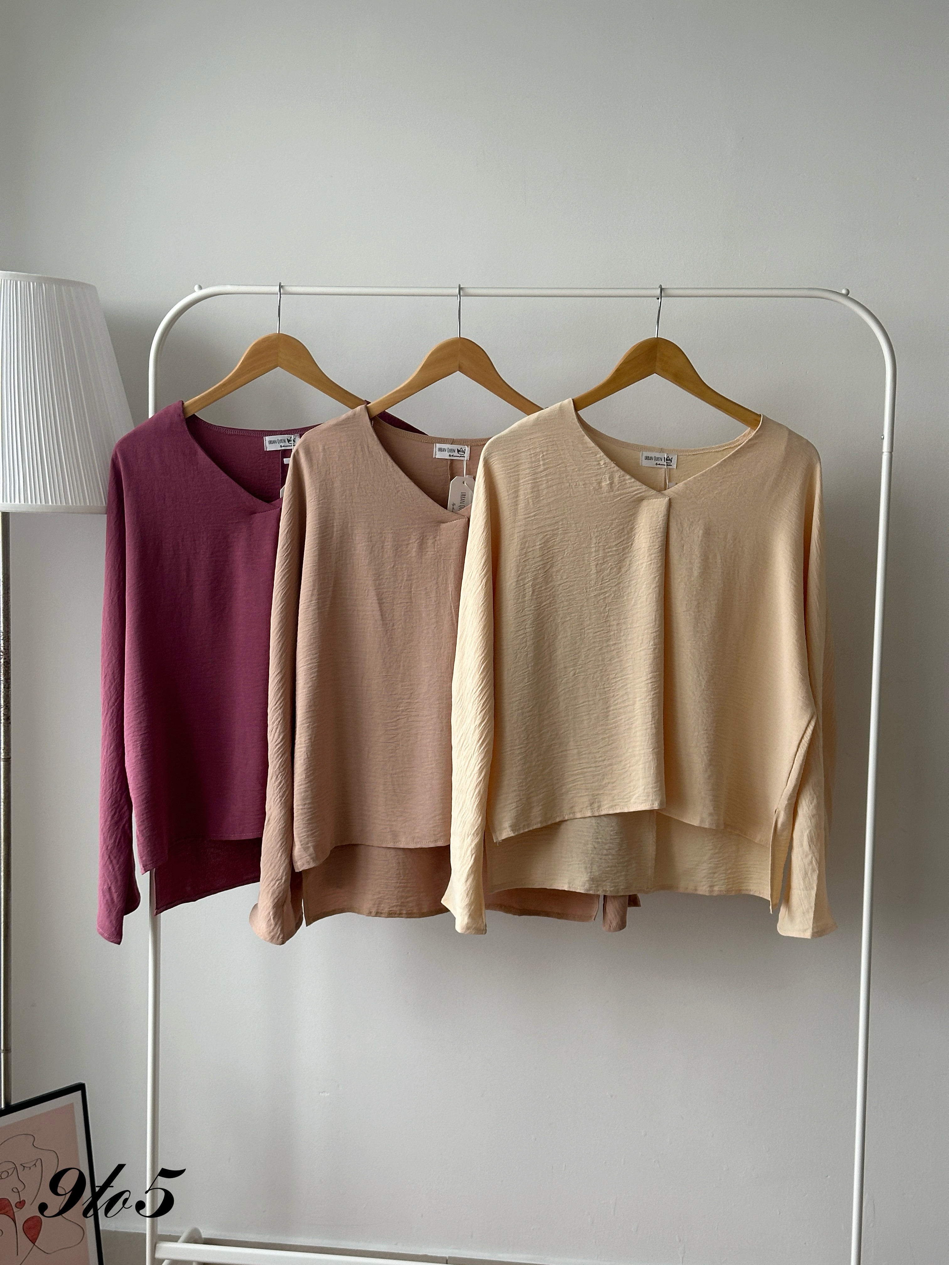 T4379 Long Sleeve V Neck Top - 3 Colors 