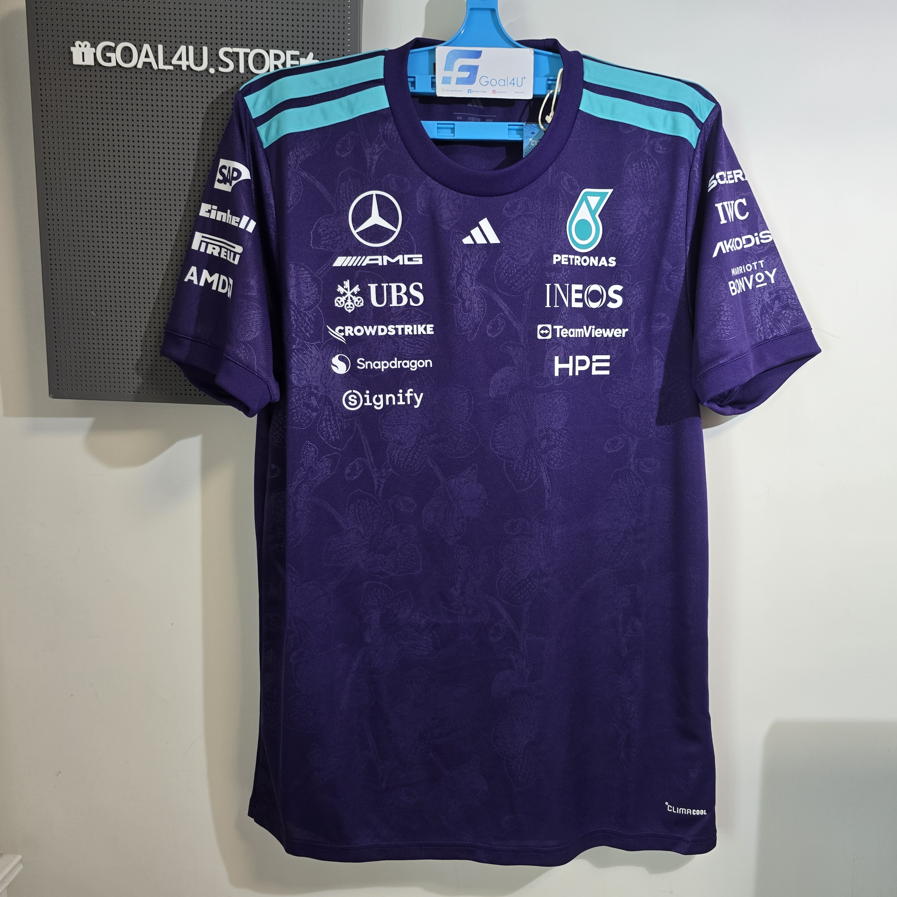 #部分碼現貨 新加坡大獎賽別注 Adidas F1 Mercedes Benz 平治車隊 2026 紫色車手短袖隊服  KV4288