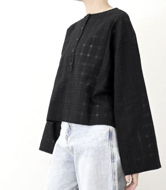 透視格紋前後兩穿上衣 - 2026 流行穿搭  長䄂襯衫 春夏時尚穿搭 柔軟舒適 優雅日常 易於配搭 日本直送   #JP-I-260034