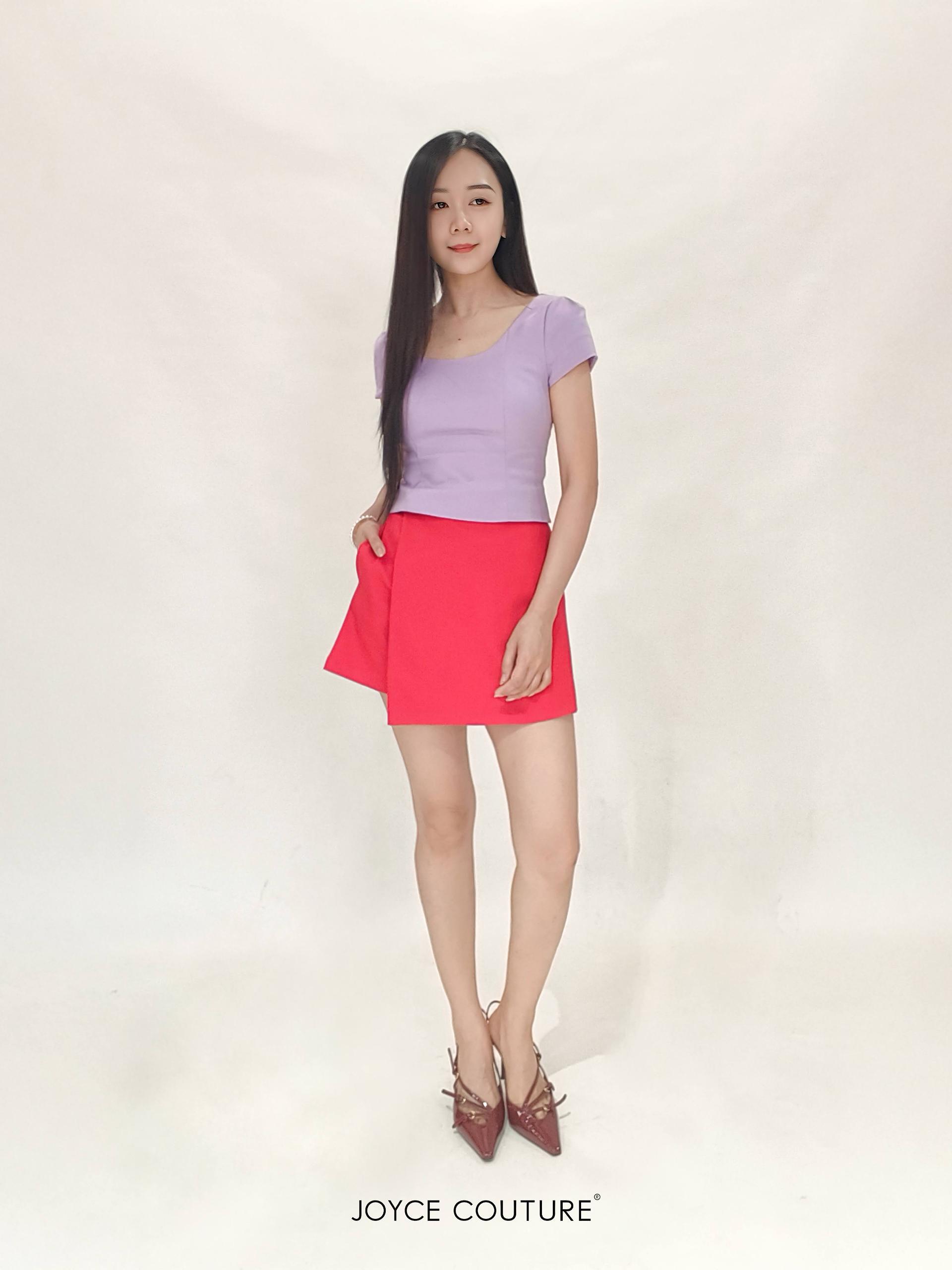 前片饰有串珠按扣裤裙 P0095