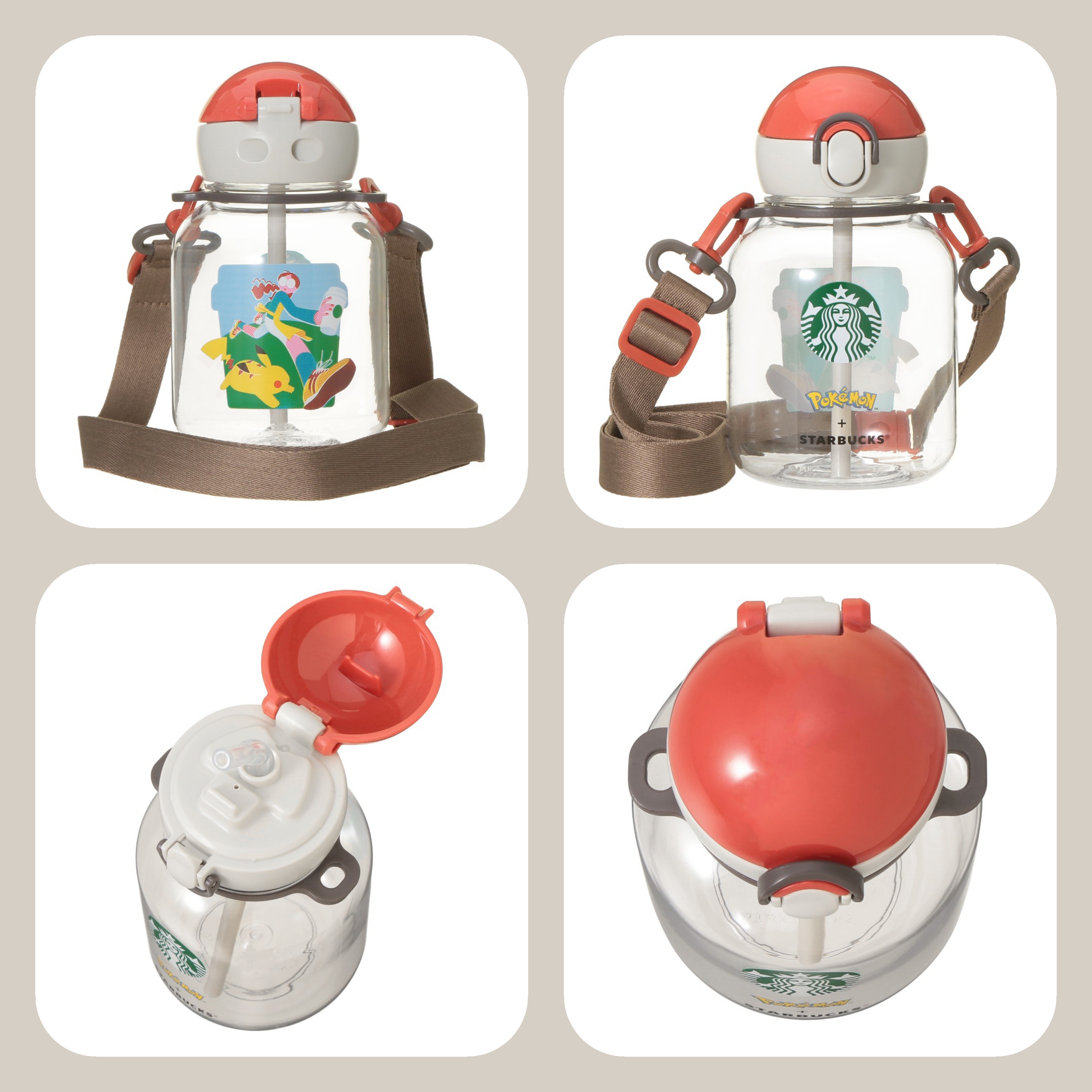 《限量發售》《日本 🇯🇵  POKÉMON + STARBUCKS系列》【掛繩吸管水壺  458ml】