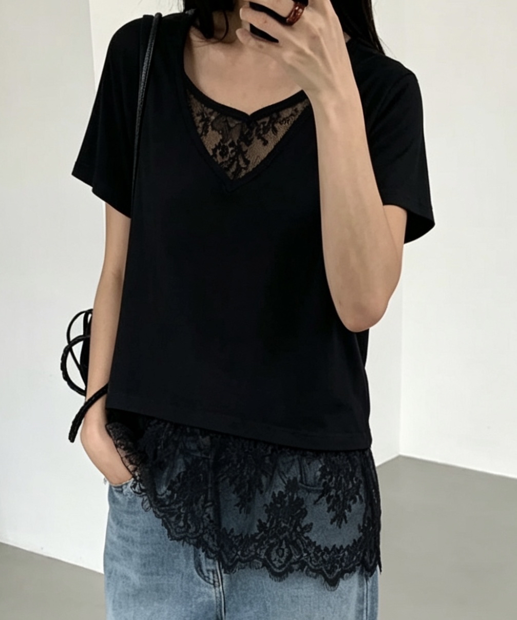 拼Lace Top 