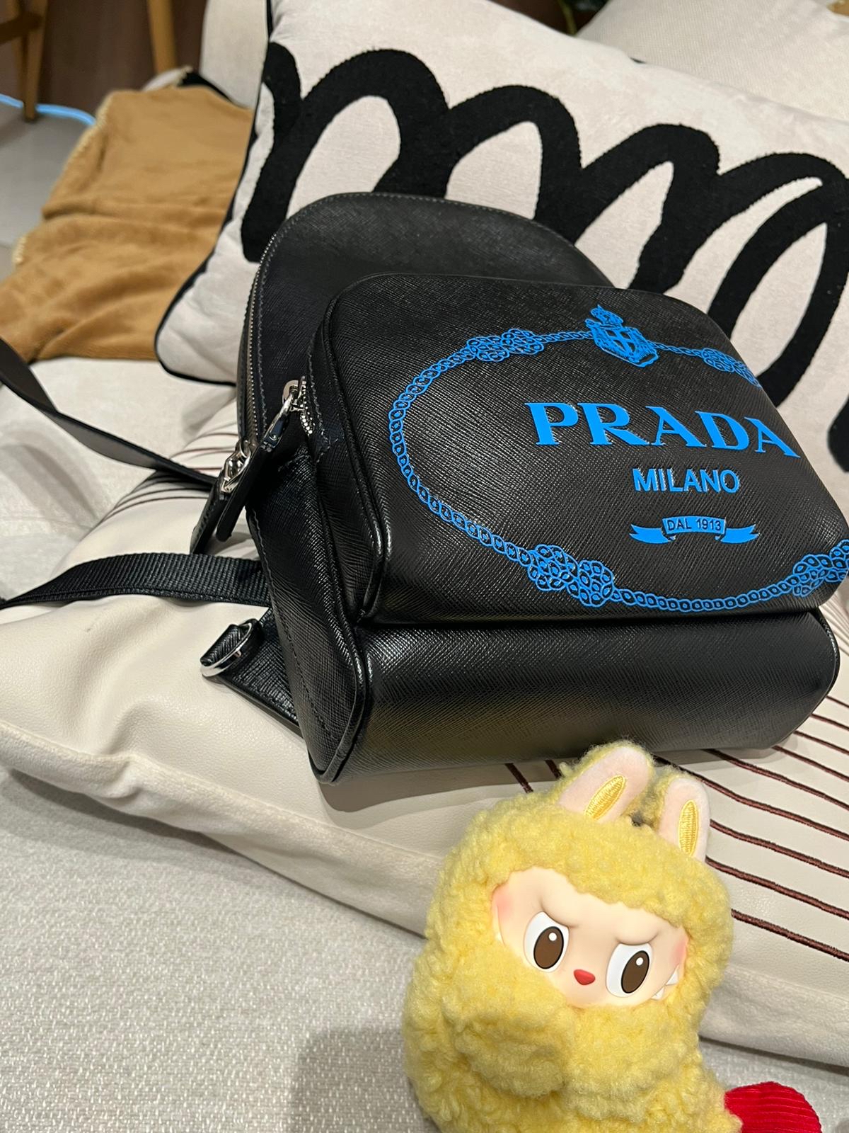 PRADA Black Saffiano Leather One Shoulder Crossbody Backpack Bag 2VZ031 sling bag 100%Authentic ,98%new ✅ certificate ✅card tap booklet ✅dust bag