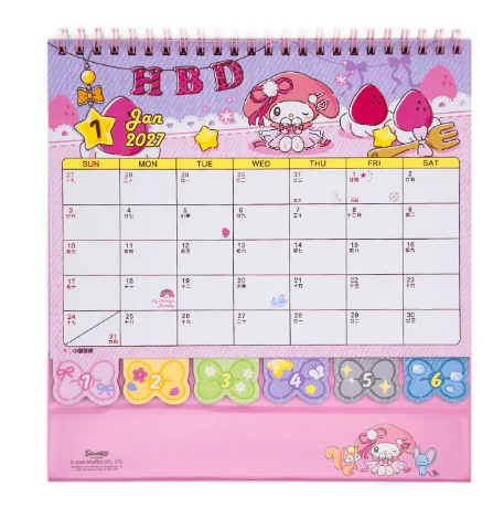 MY MELODY 2027年 座檯月曆 