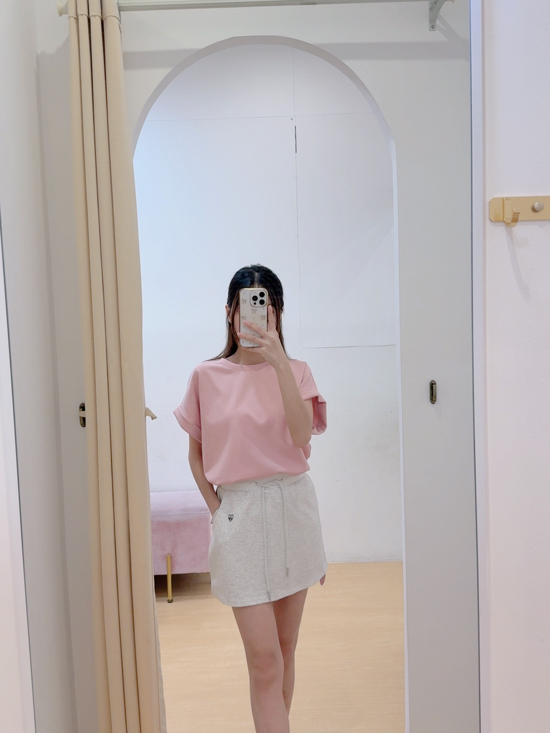 太空棉半袖卷边oversize 上衣R2956