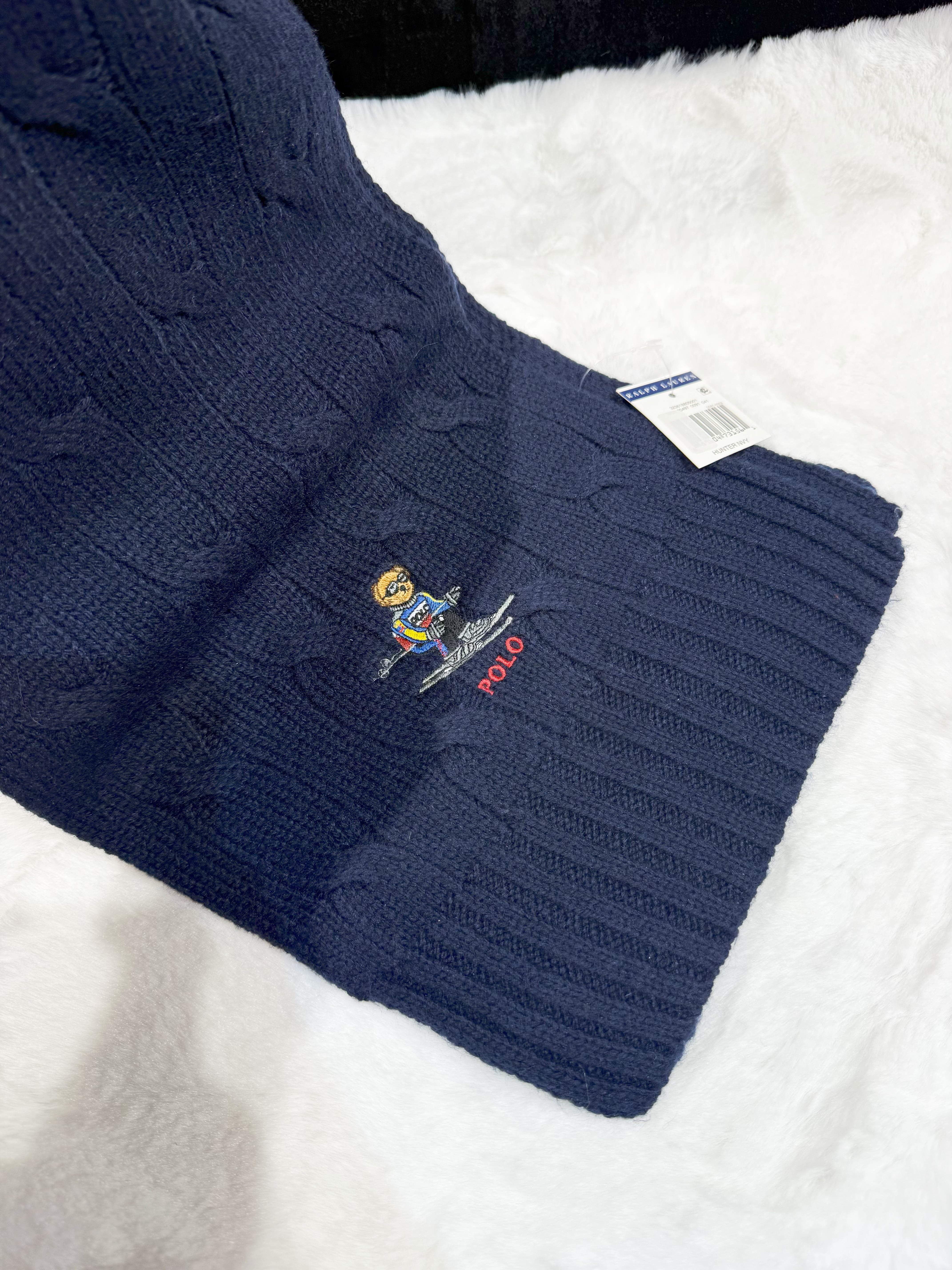 Pooo scarf bear/navy