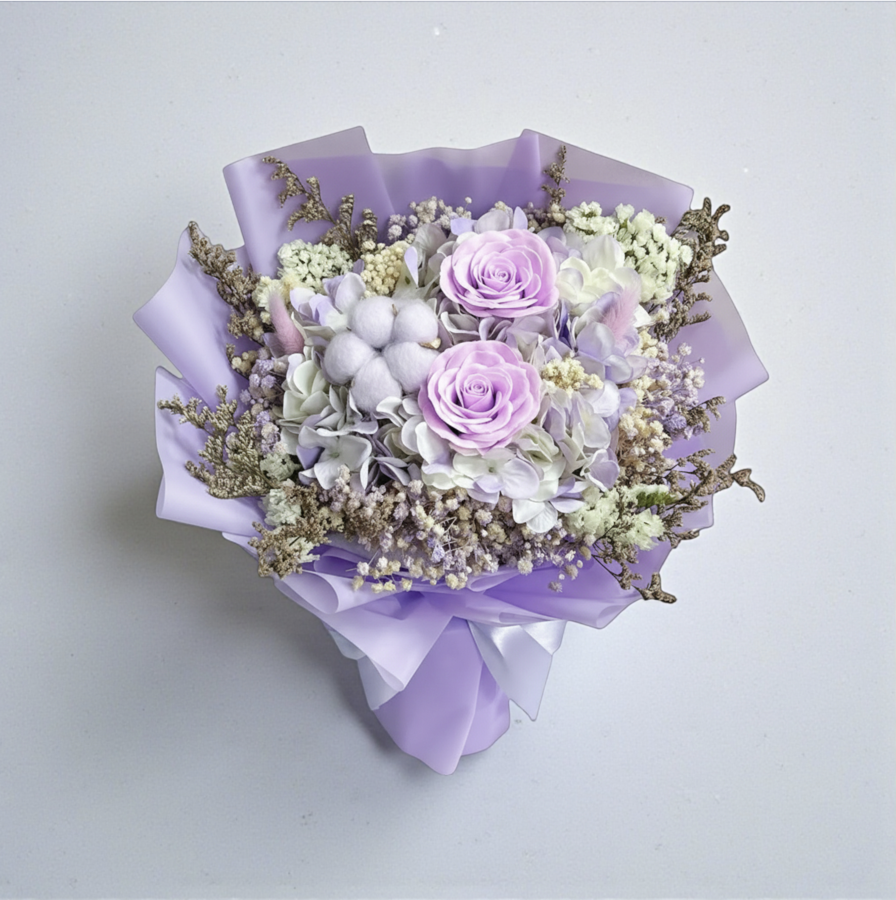 👉🏻乾👈🏻香皂玫瑰 配 棉子花丨主花 3支丨小花束丨心意小花束丨情人節小花束丨畢業小花束