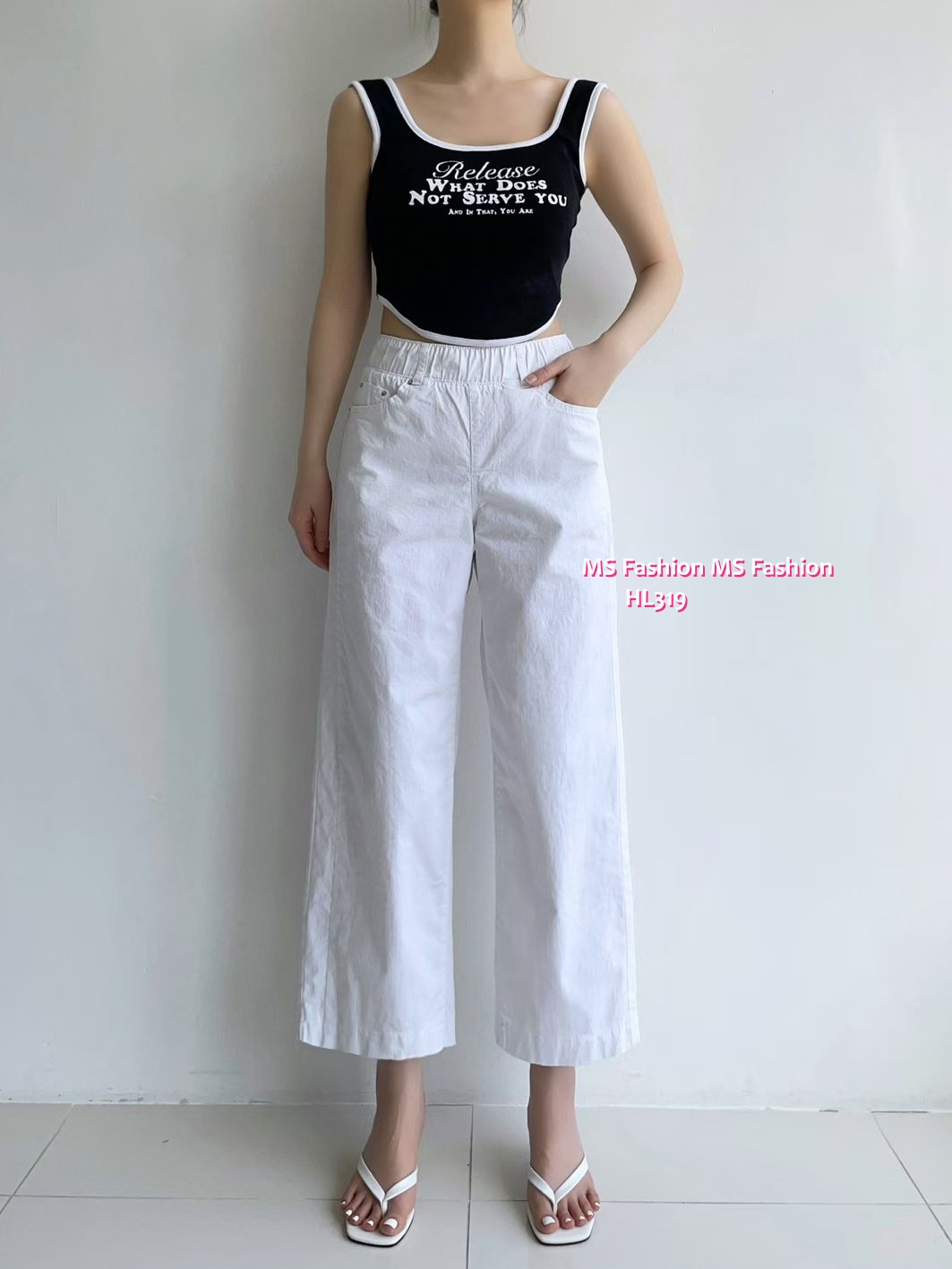 HL319 韓國👖Howluk微吊腳彈力棉闊筒褲