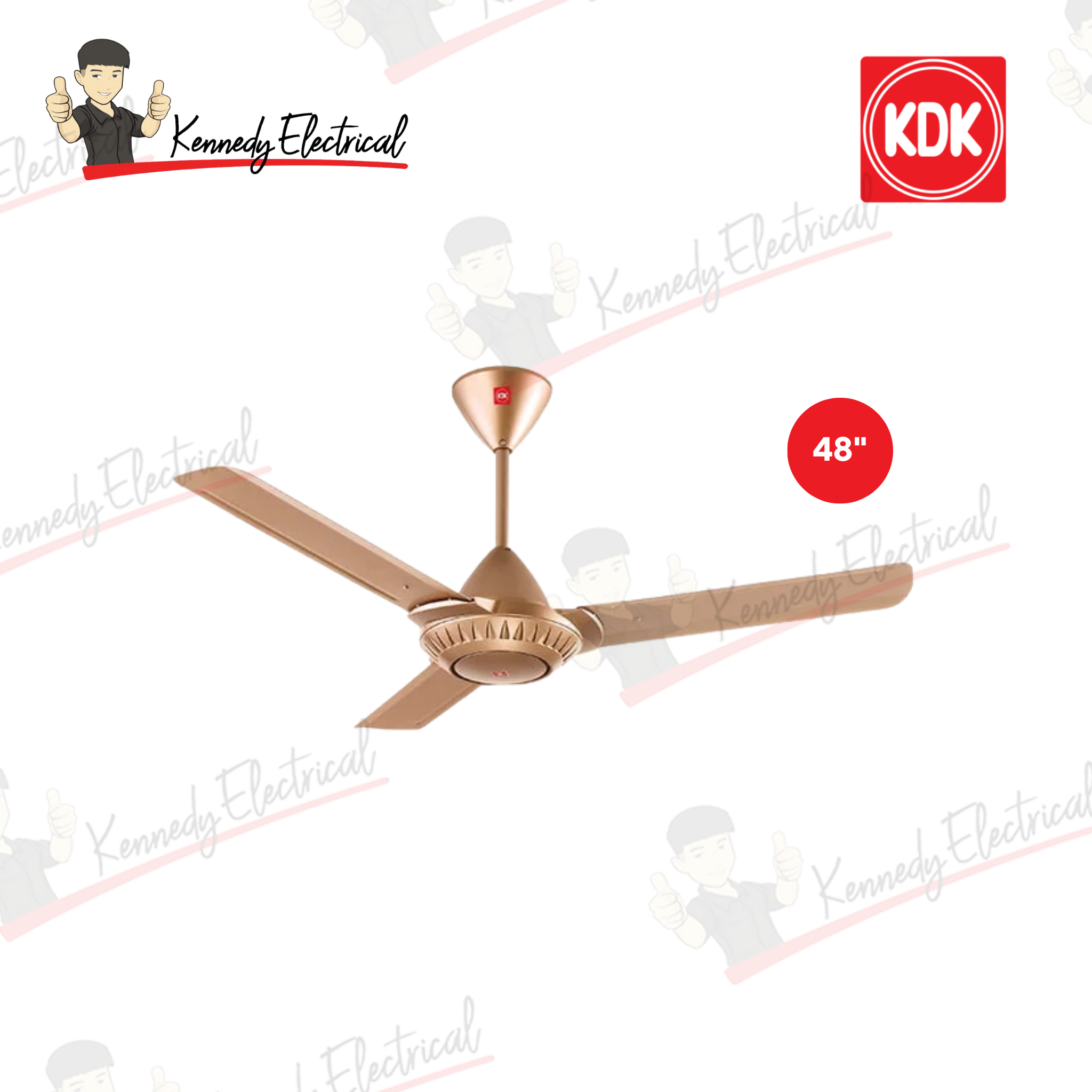 KDK 48" 3-Blade Regulator Ceiling Fan K12W0 (Copper Brown)