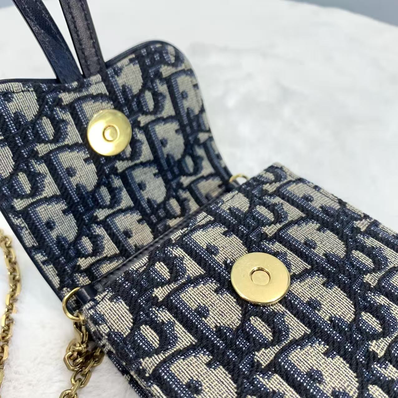 DIOR Saddle手機包 竪版刺繡經典老花印