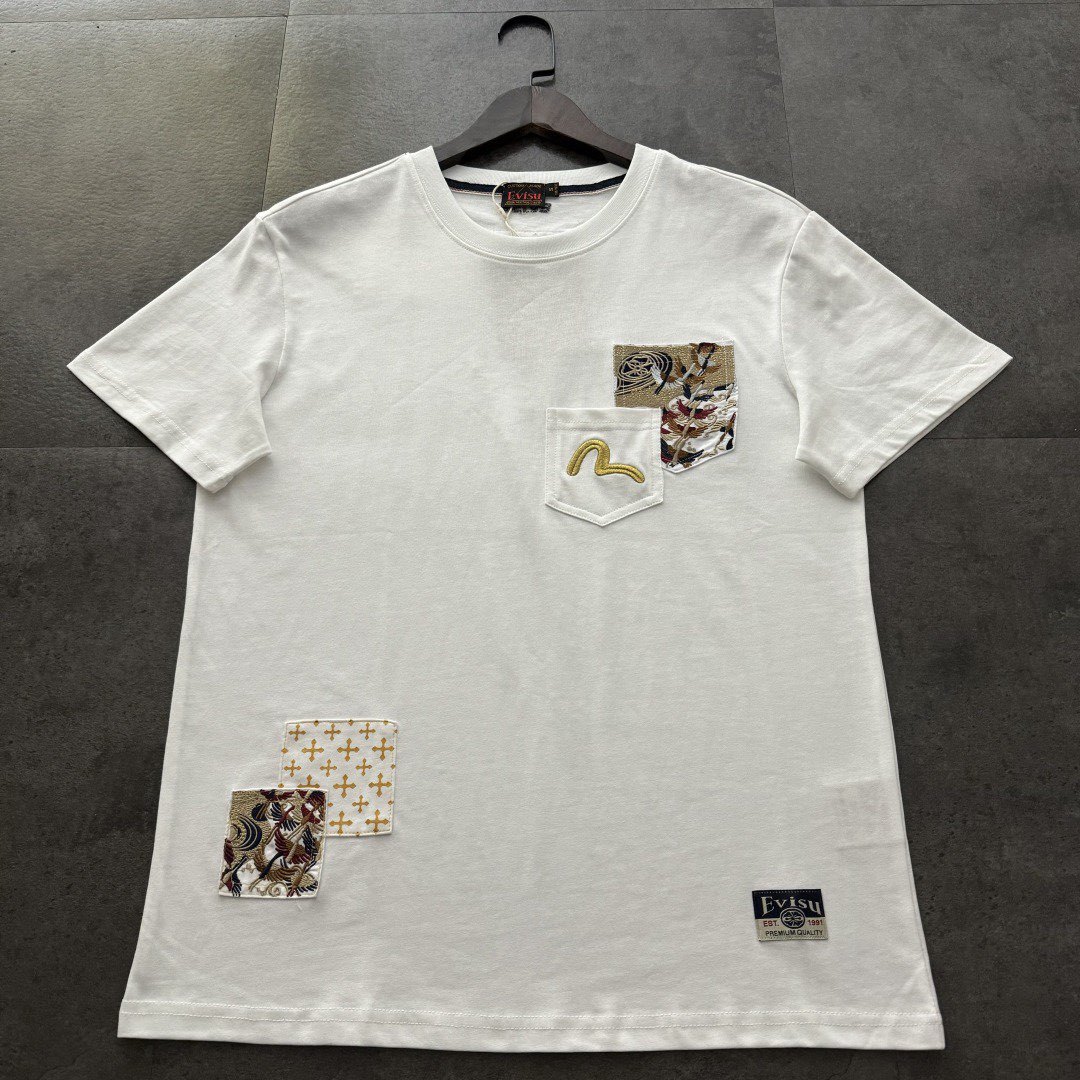 預訂 EVISU 福神2026 海鷗刺繡口袋織錦字母短袖Tee