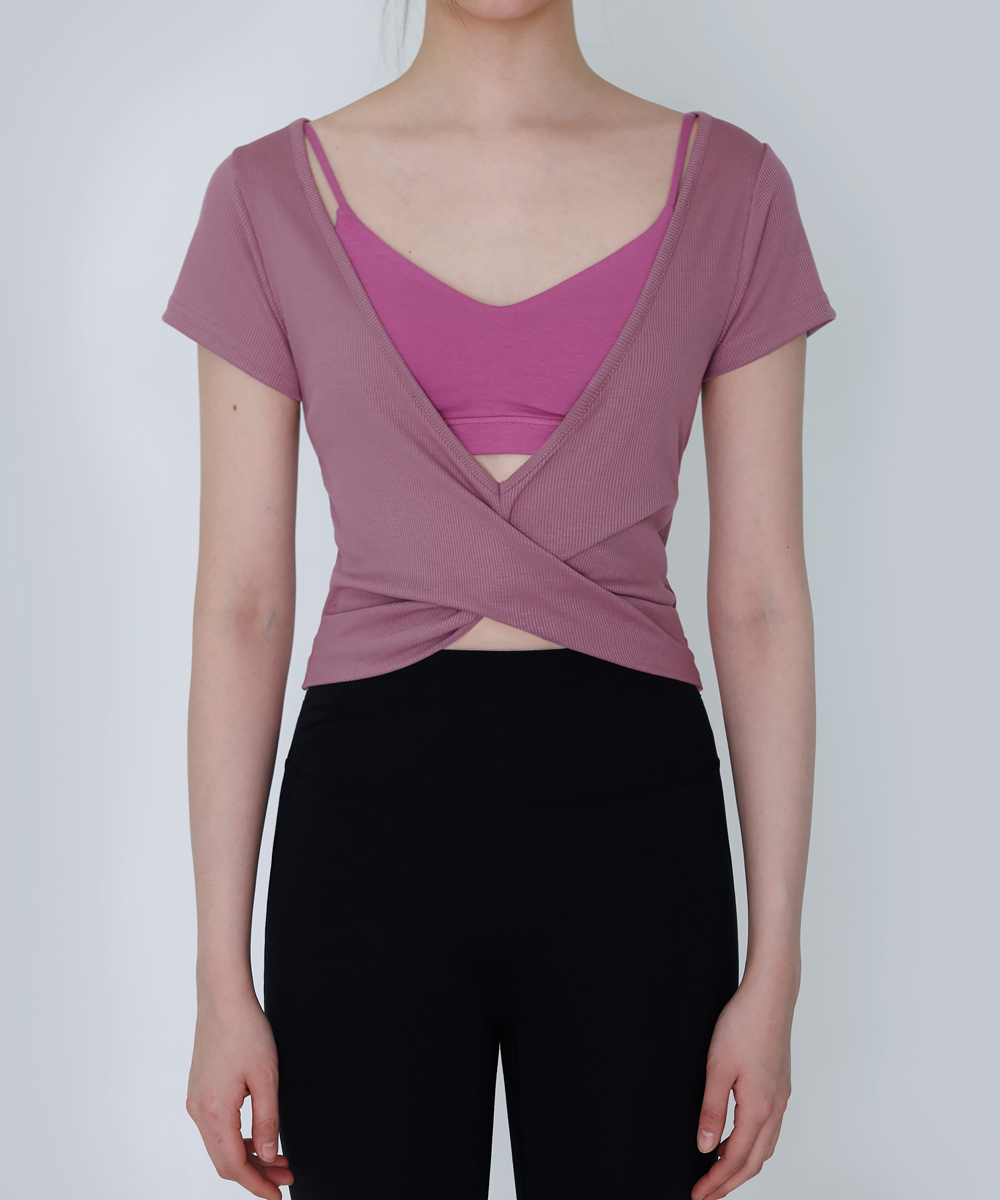 預購_DEVI-T0158 Release twist short sleeve by Devi wear