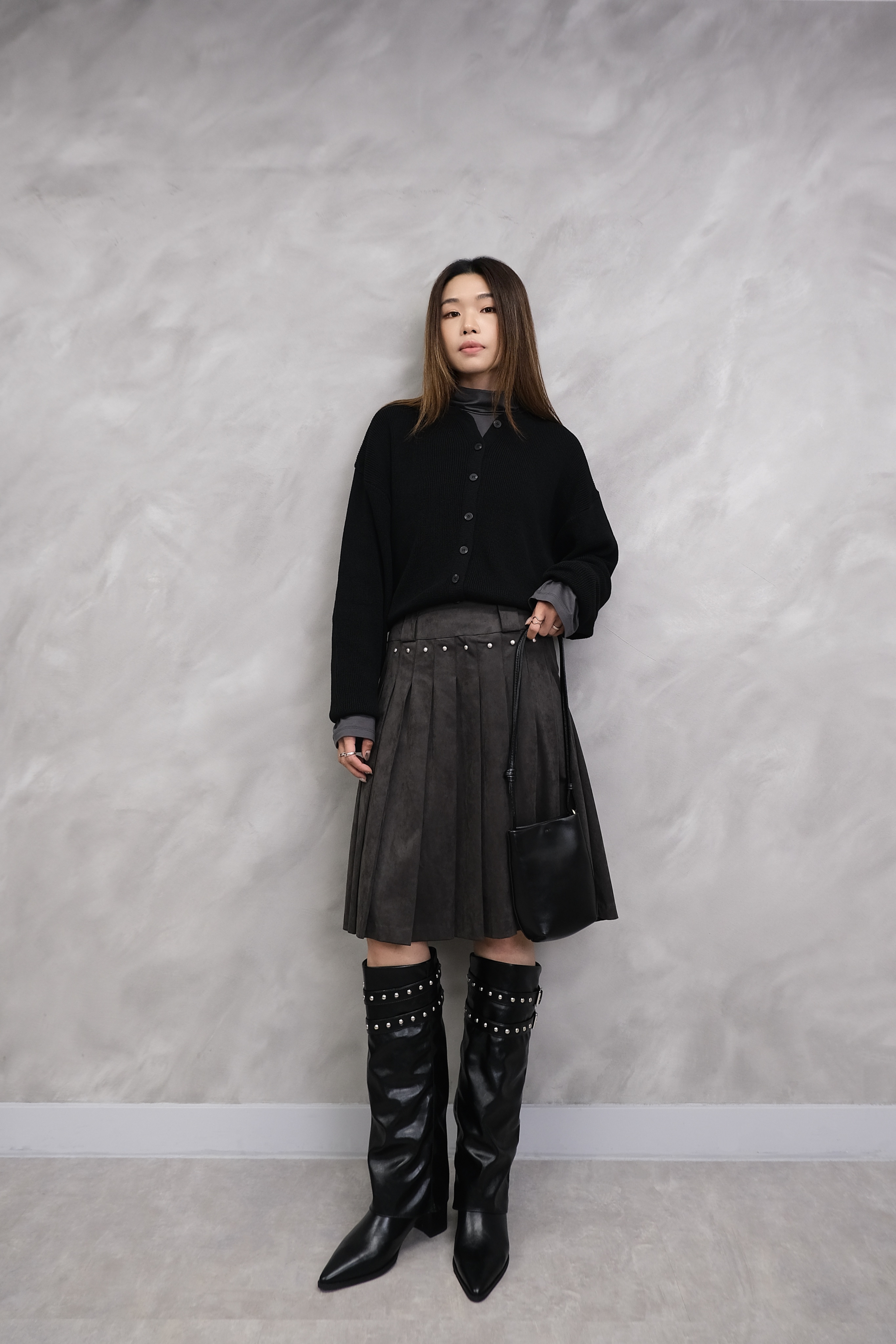 Studded pleated skirt #sk36