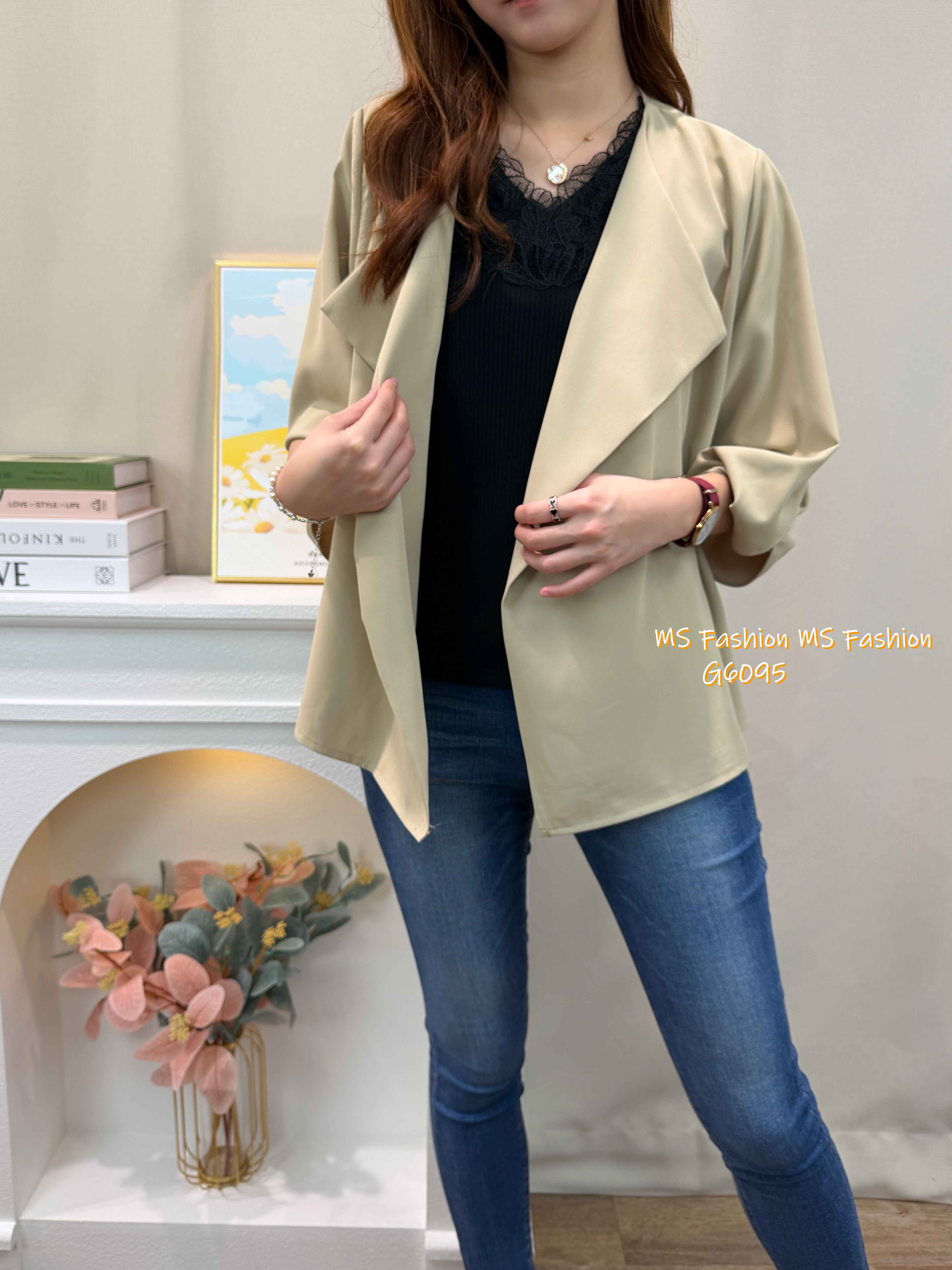 G6095 韓國🇰🇷開胸扭結袖薄外套