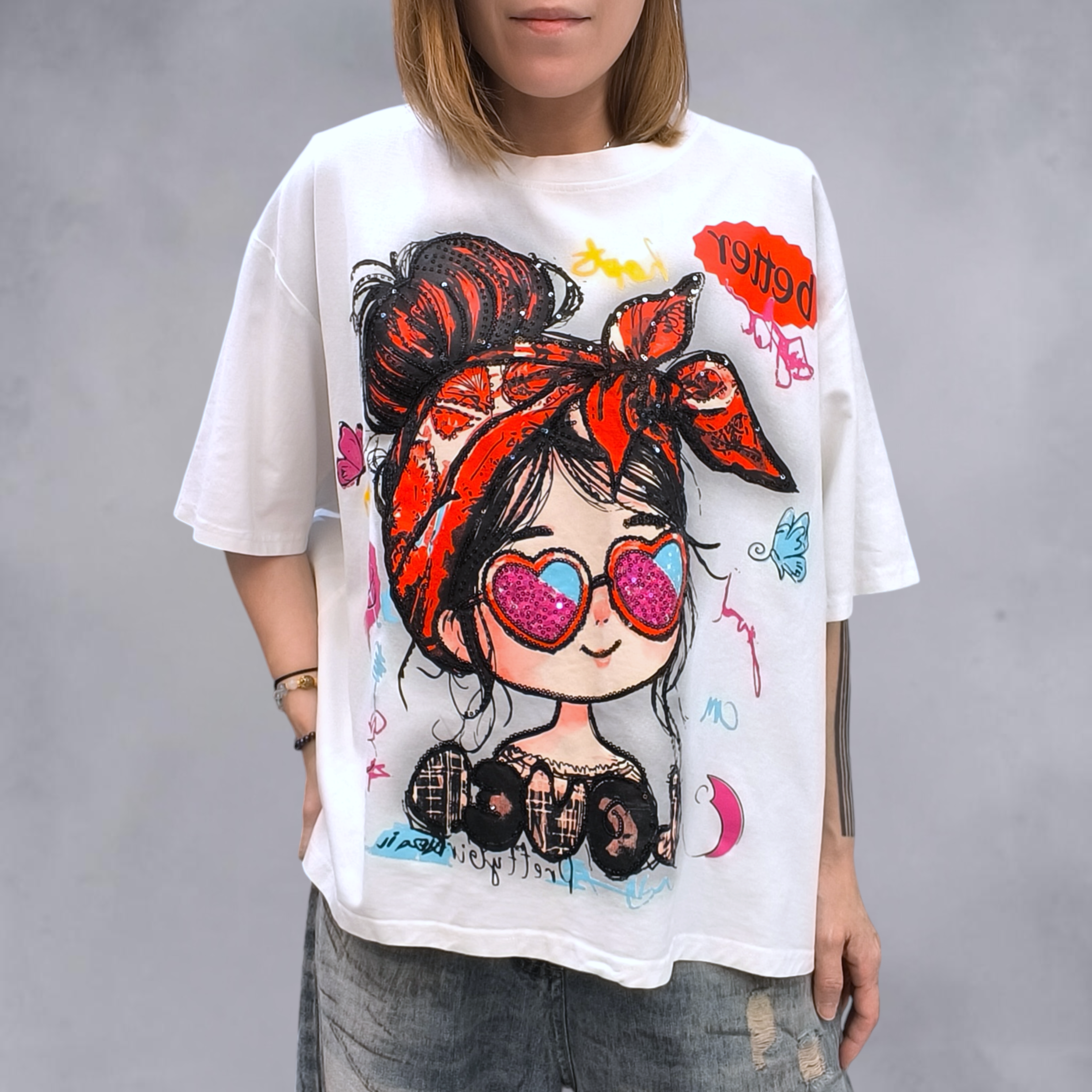 頭巾黑超女孩T